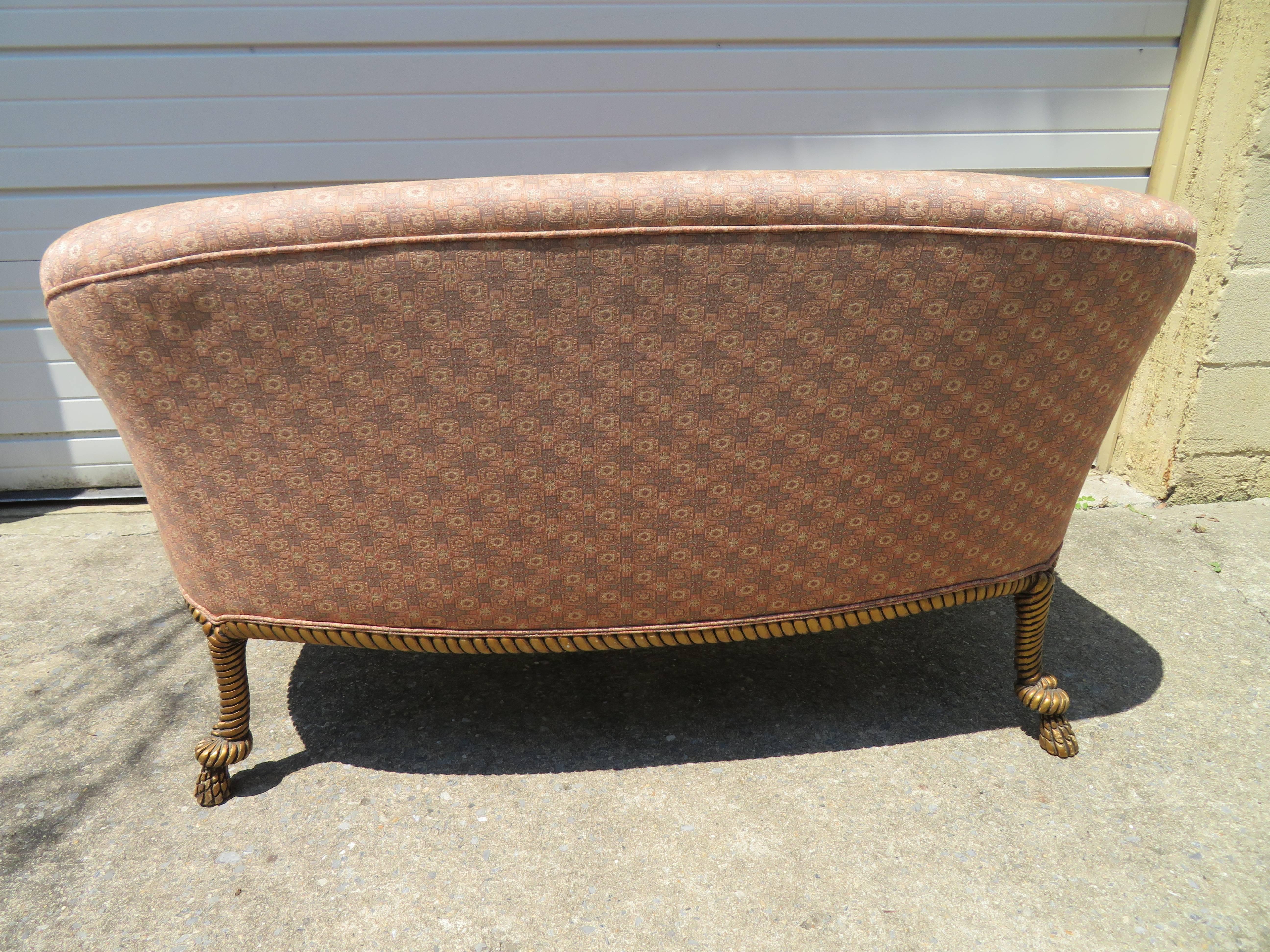Magnificent Rope and Tasseled Gilded Sofa Regency Modern Dorothy Draper Style In Good Condition For Sale In Pemberton, NJ