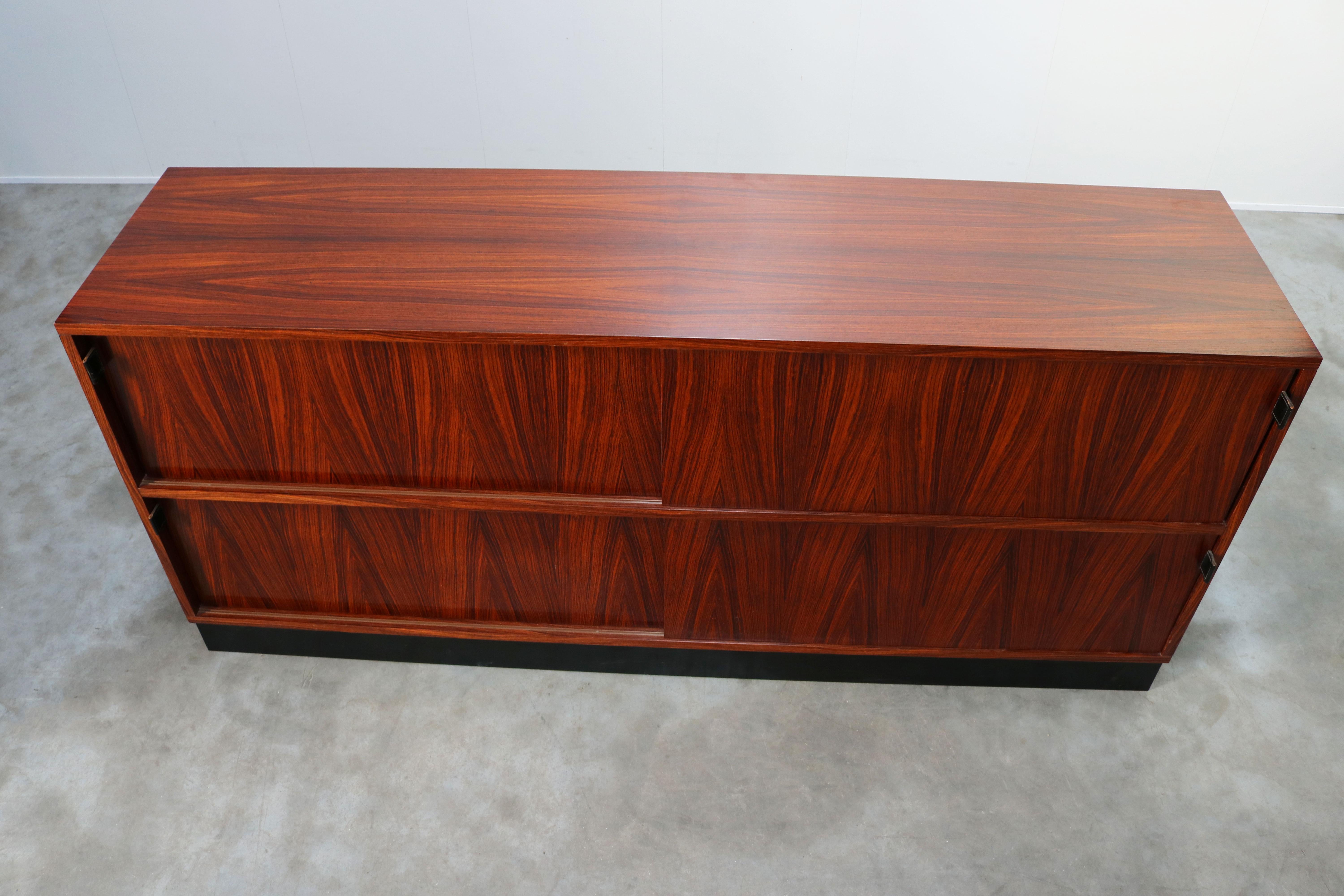 Magnificent Rosewood Sideboard by Florence Knoll for Knoll 1950s Black Leather 6