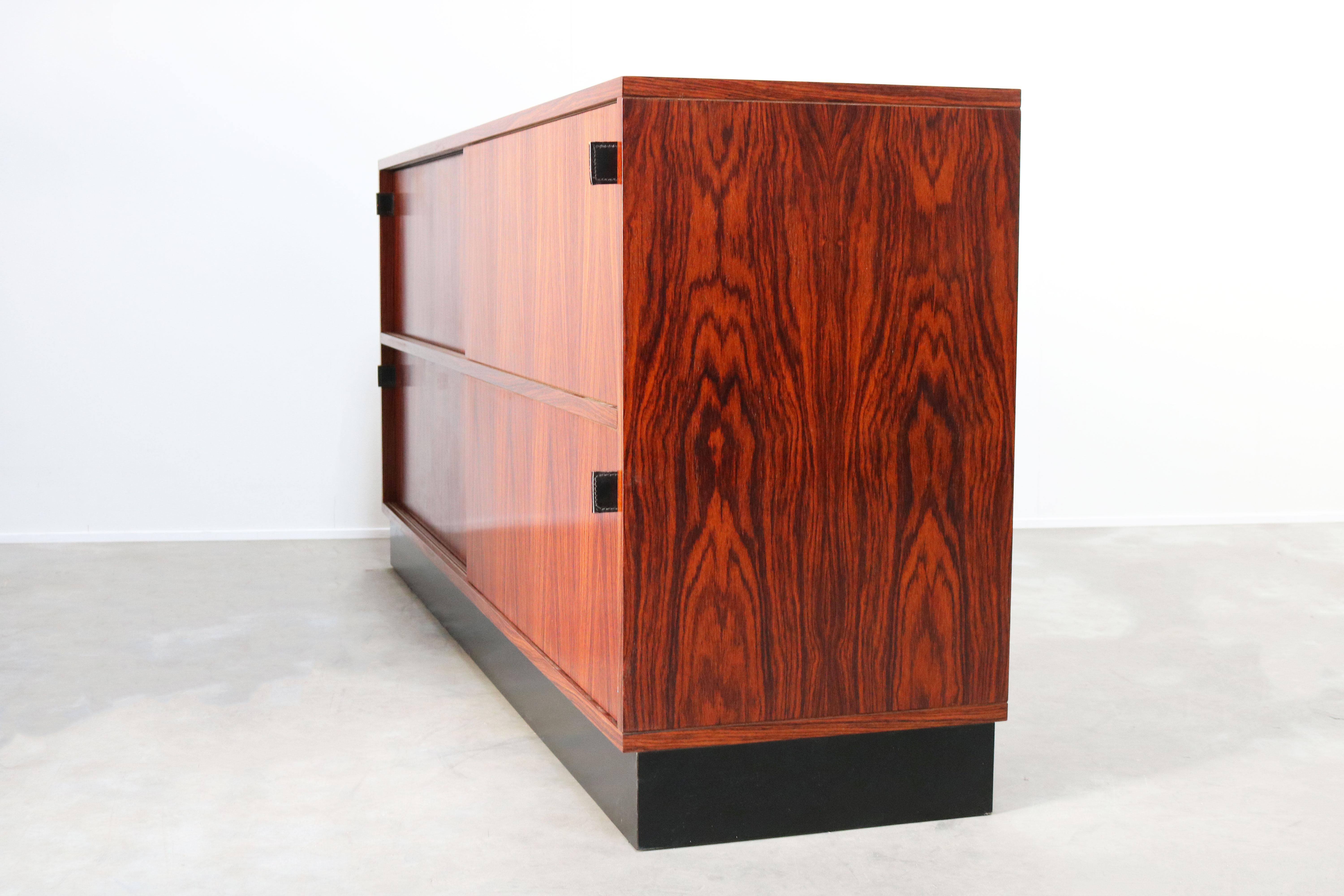 Magnificent Rosewood Sideboard by Florence Knoll for Knoll 1950s Black Leather 10