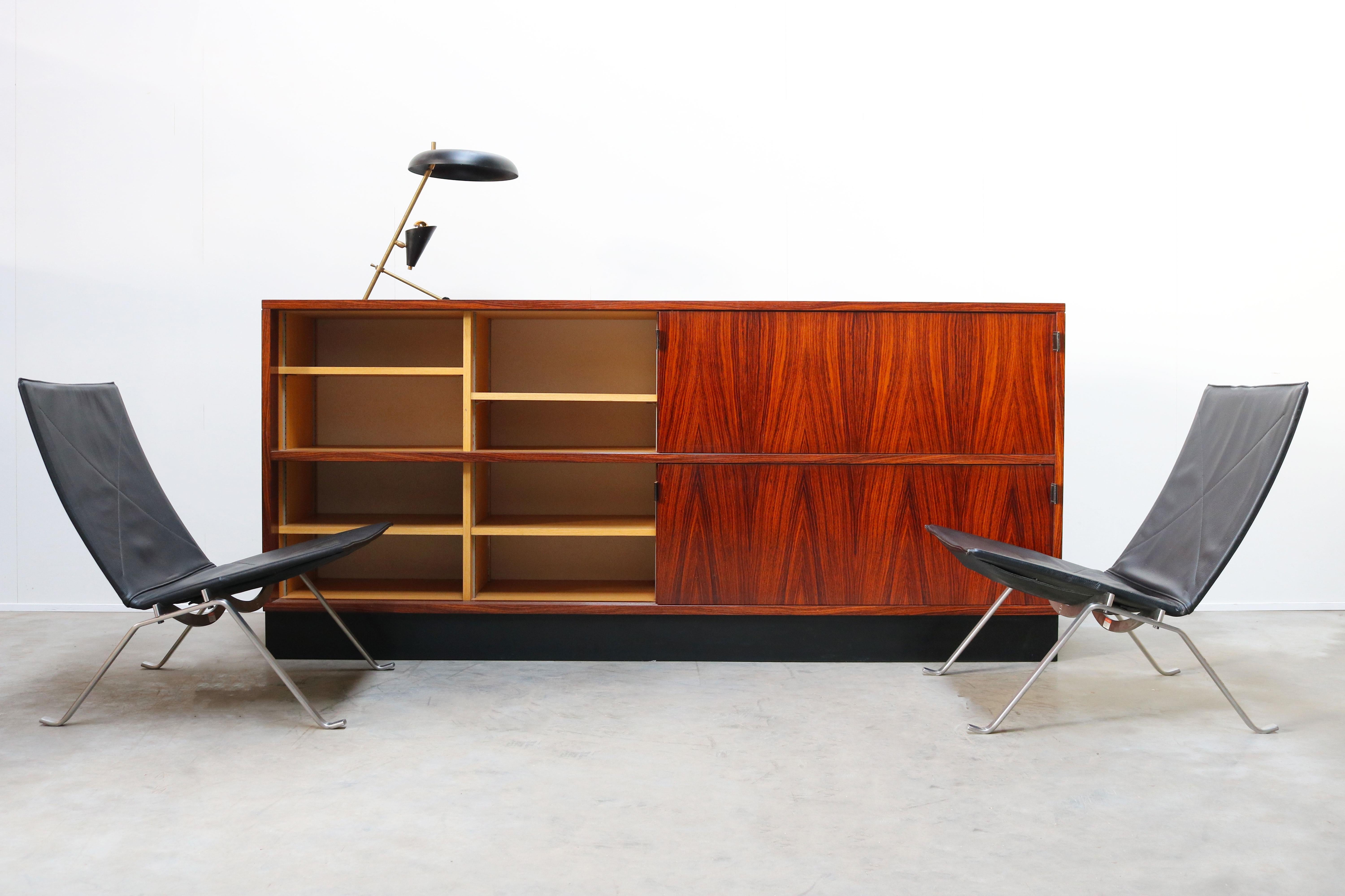 Magnificent Rosewood Sideboard by Florence Knoll for Knoll 1950s Black Leather 12