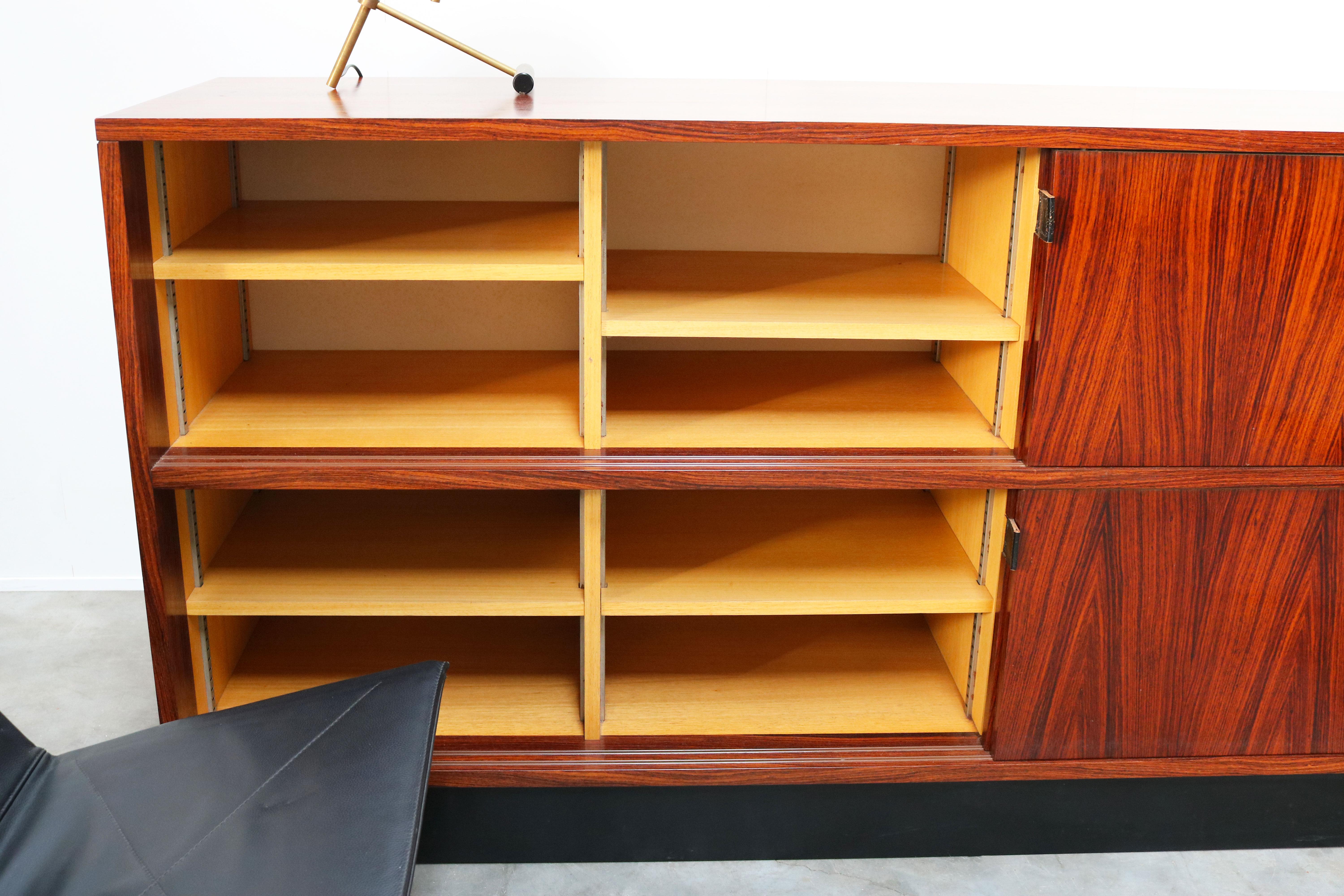Magnificent Rosewood Sideboard by Florence Knoll for Knoll 1950s Black Leather 13