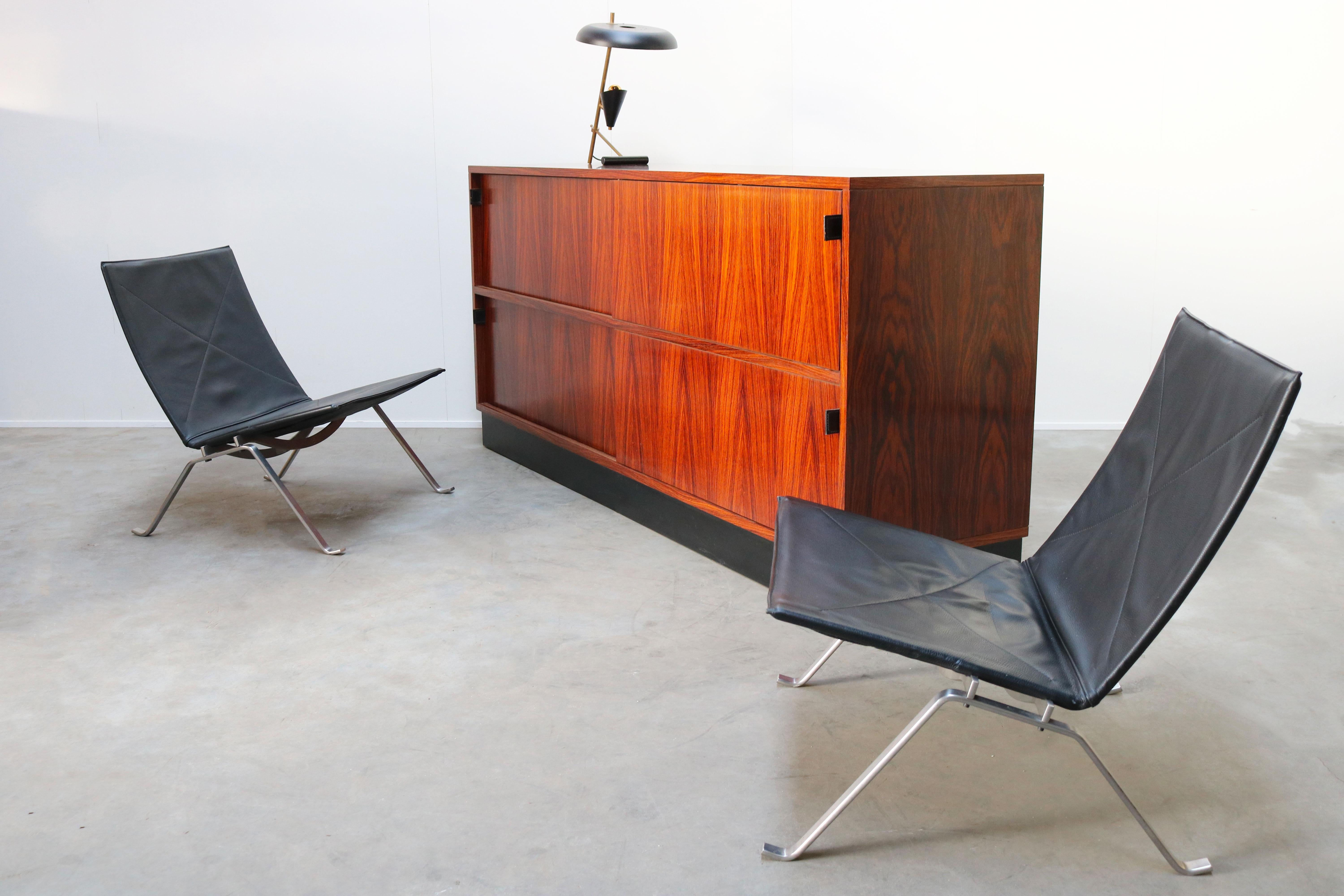 Magnificent Rosewood Sideboard by Florence Knoll for Knoll 1950s Black Leather 14