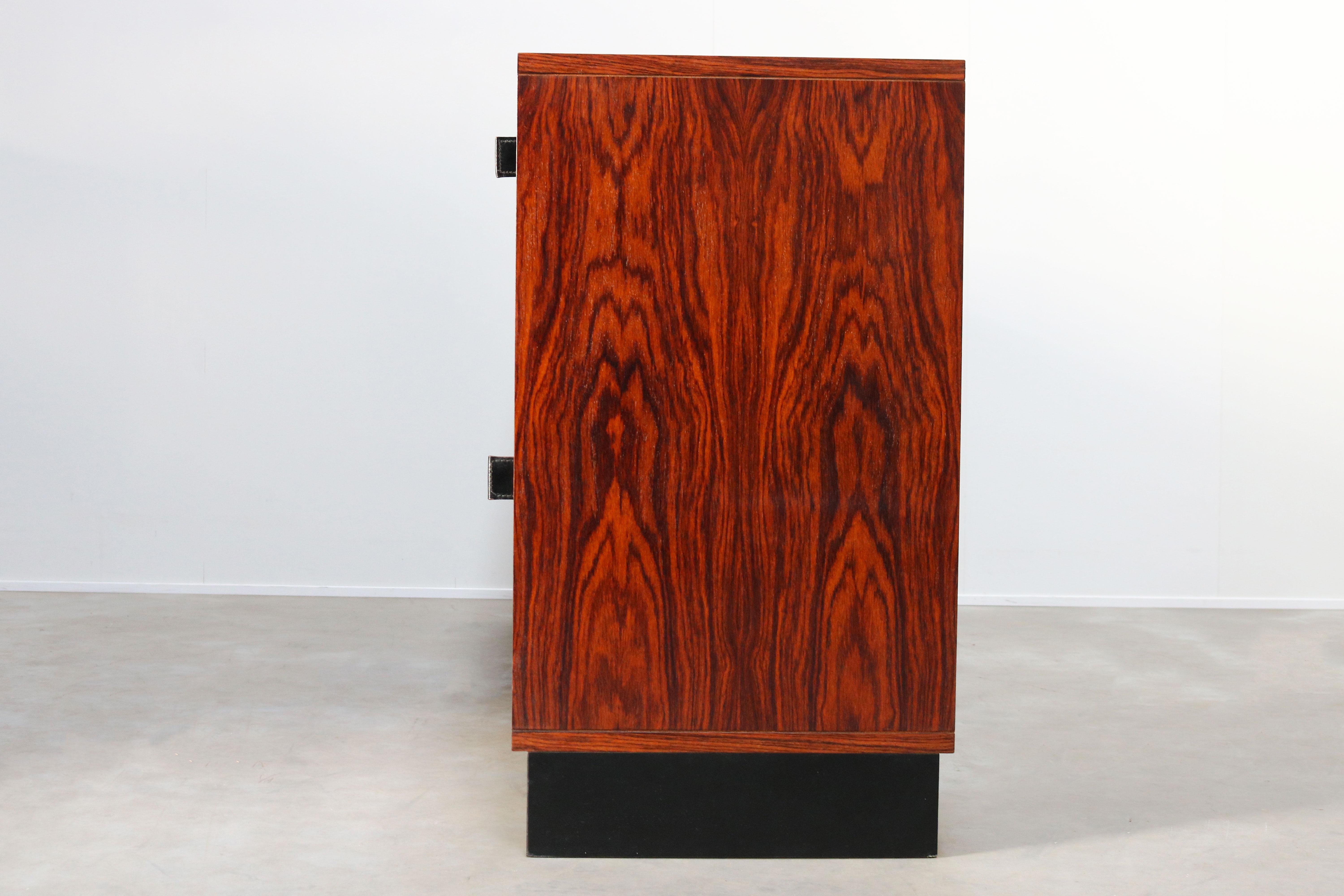 Mid-Century Modern Magnificent Rosewood Sideboard by Florence Knoll for Knoll 1950s Black Leather