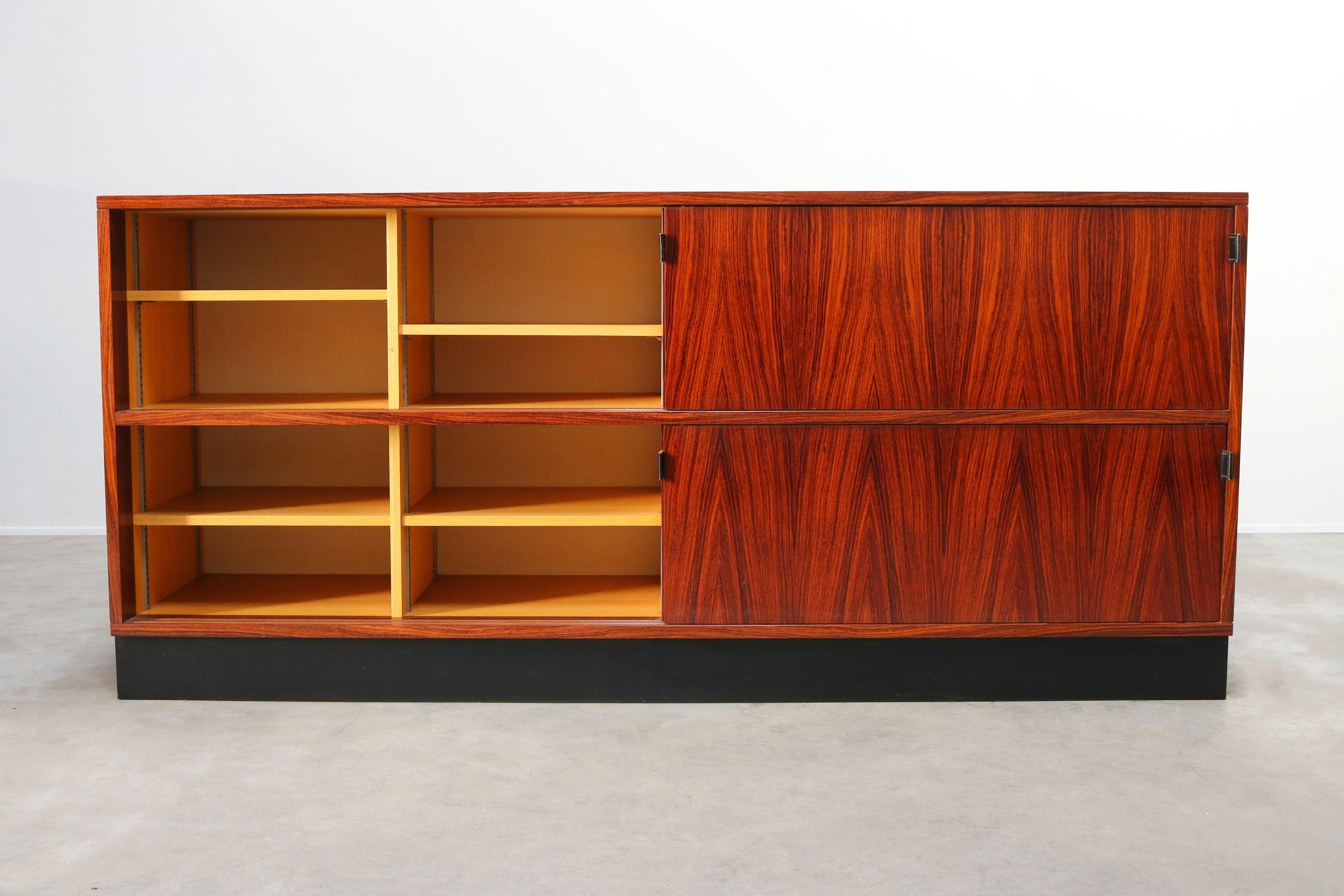 Mid-20th Century Magnificent Rosewood Sideboard by Florence Knoll for Knoll 1950s Black Leather