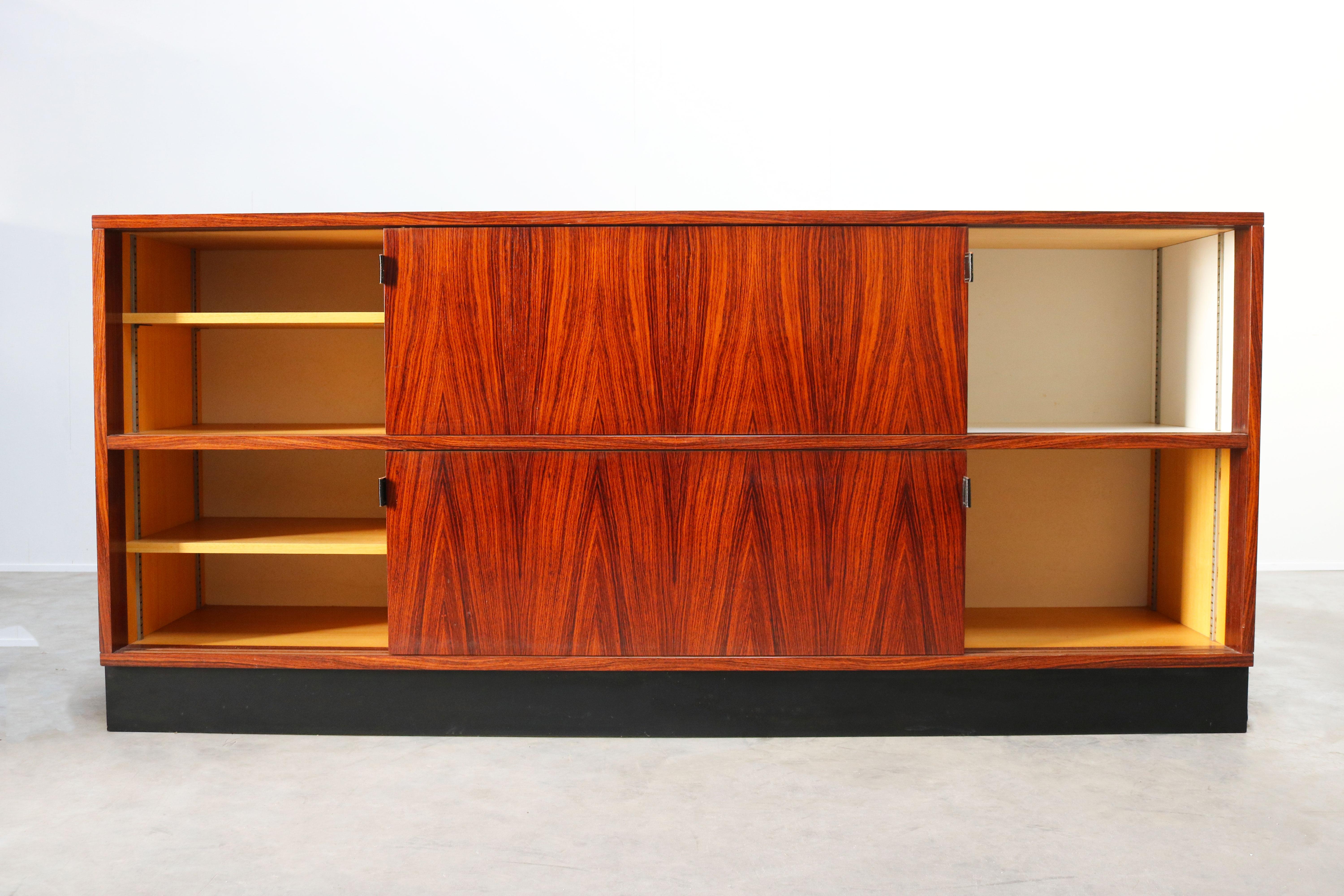 Magnificent Rosewood Sideboard by Florence Knoll for Knoll 1950s Black Leather 1