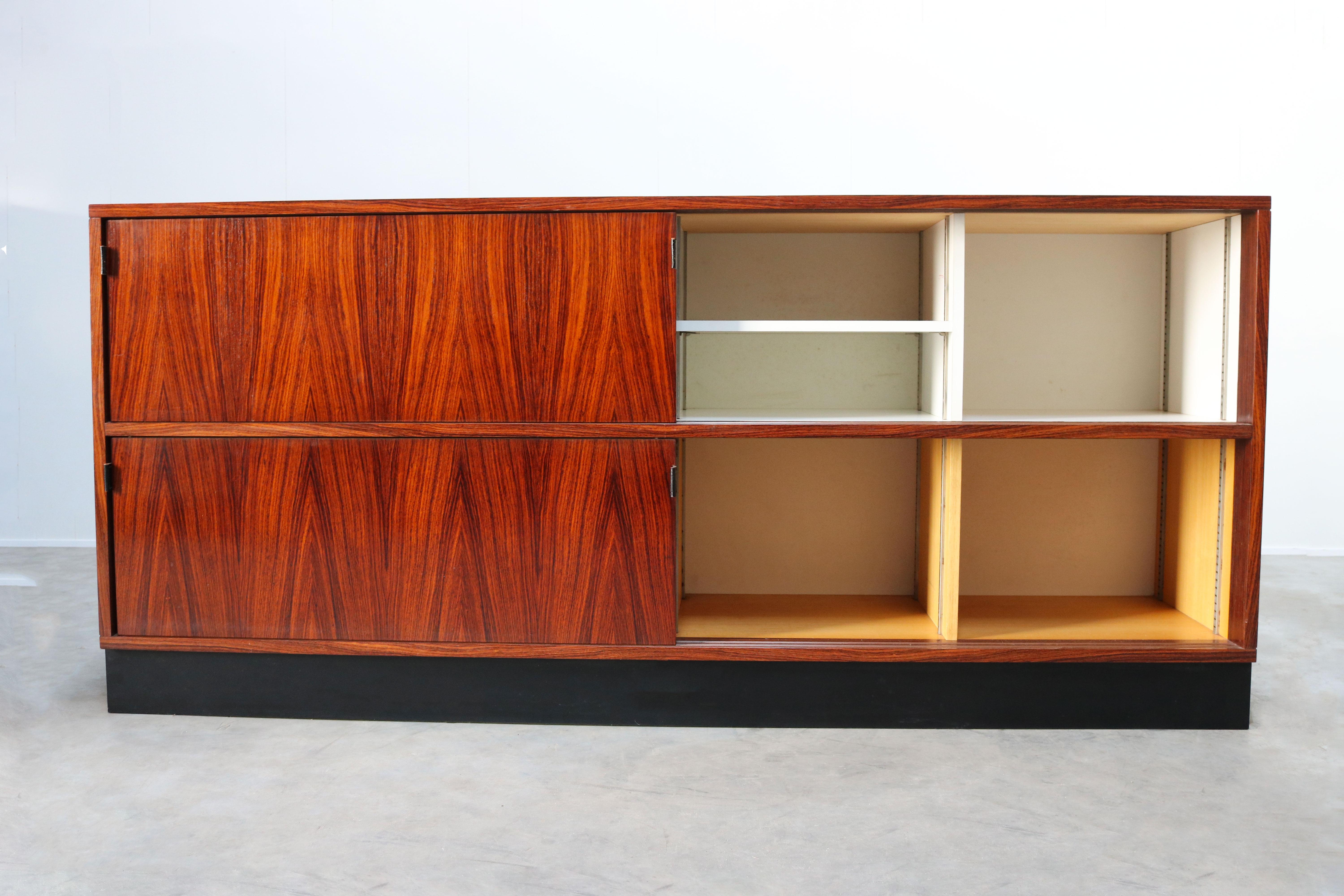 Magnificent Rosewood Sideboard by Florence Knoll for Knoll 1950s Black Leather 3