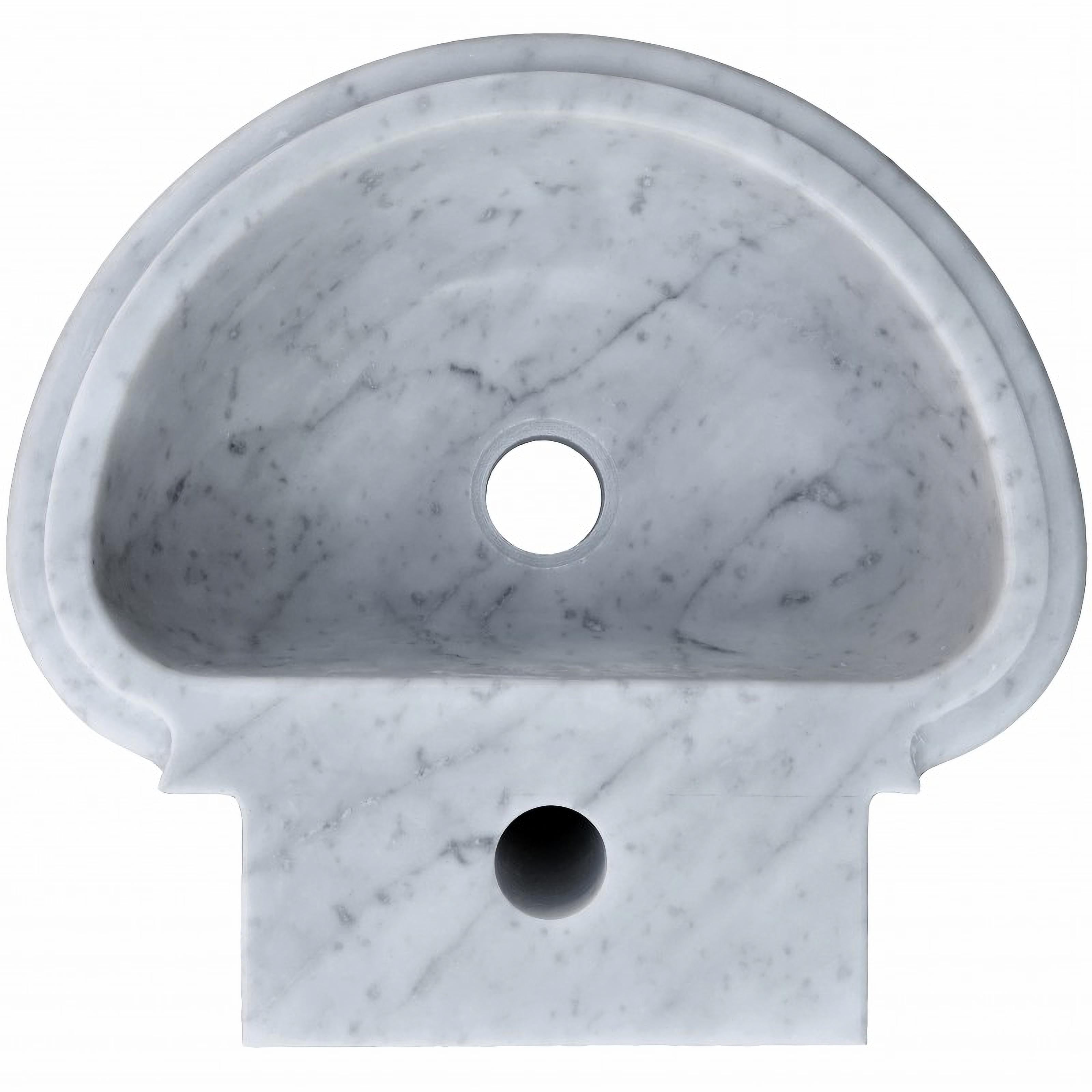 Hand-Crafted MAGNIFICENT ROUND WHITE CARRARA MARBLE SINK 20th Century Handmade For Sale