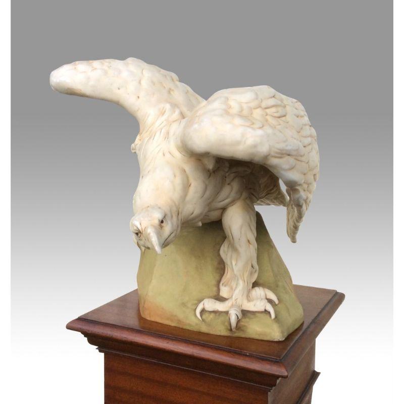 Magnificent signed large antique Royal Dux Eagle, beautifully modelled with fantastic detail and expression 

35cm x 35cm x 48cm {tail tip to beak tip] 
 
Declaration: This item is antique. The date of manufacture has been declared as 1900.
