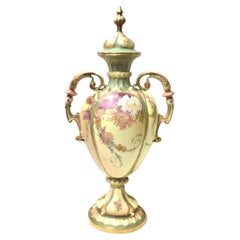 Magnificent Royal Worcester Painted Blush Ivory Vase