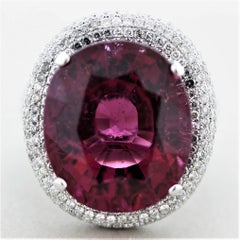 Magnificent Rubellite Tourmaline Diamond Gold Cocktail Ring