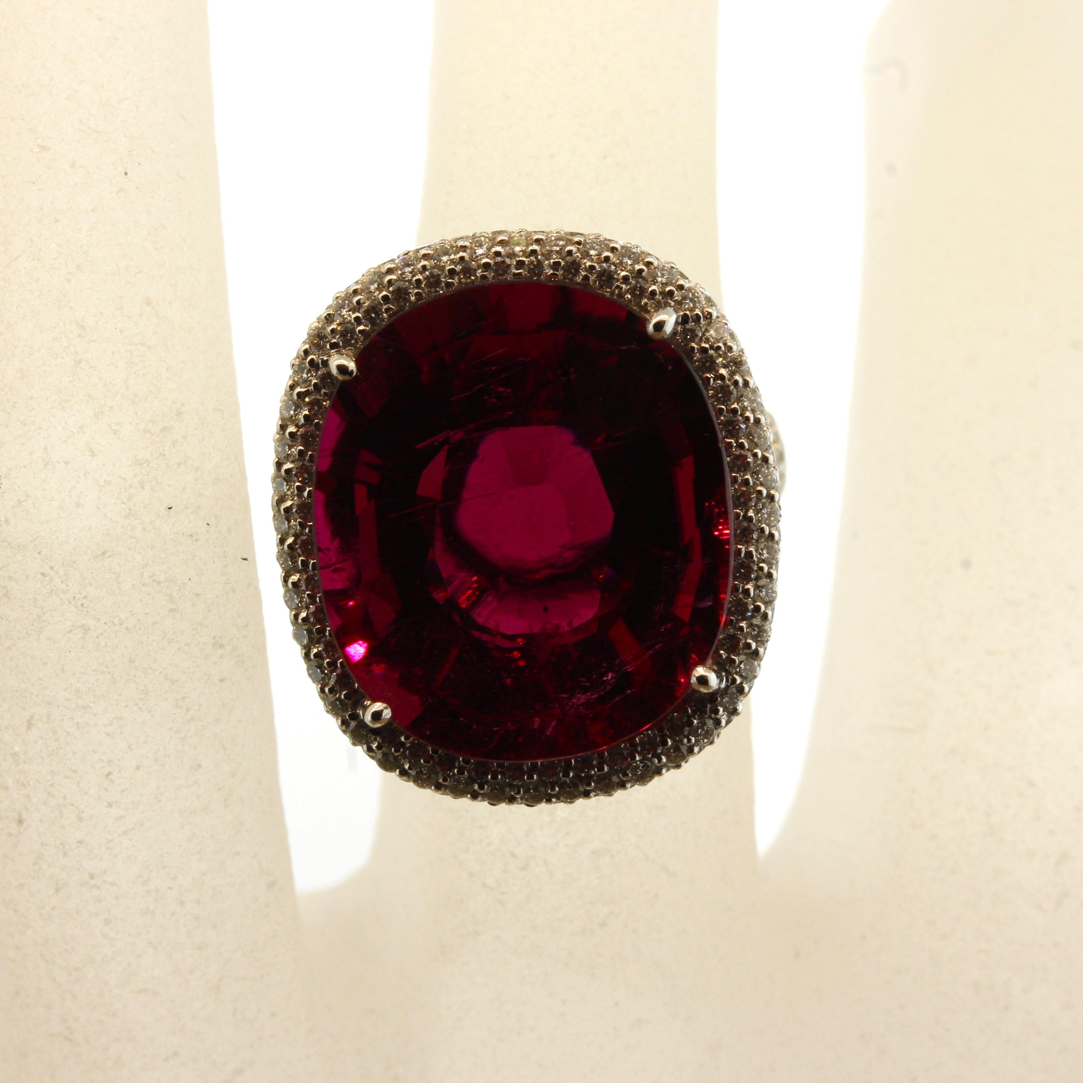 Women's Magnificent Rubellite Tourmaline Diamond Gold Ring For Sale