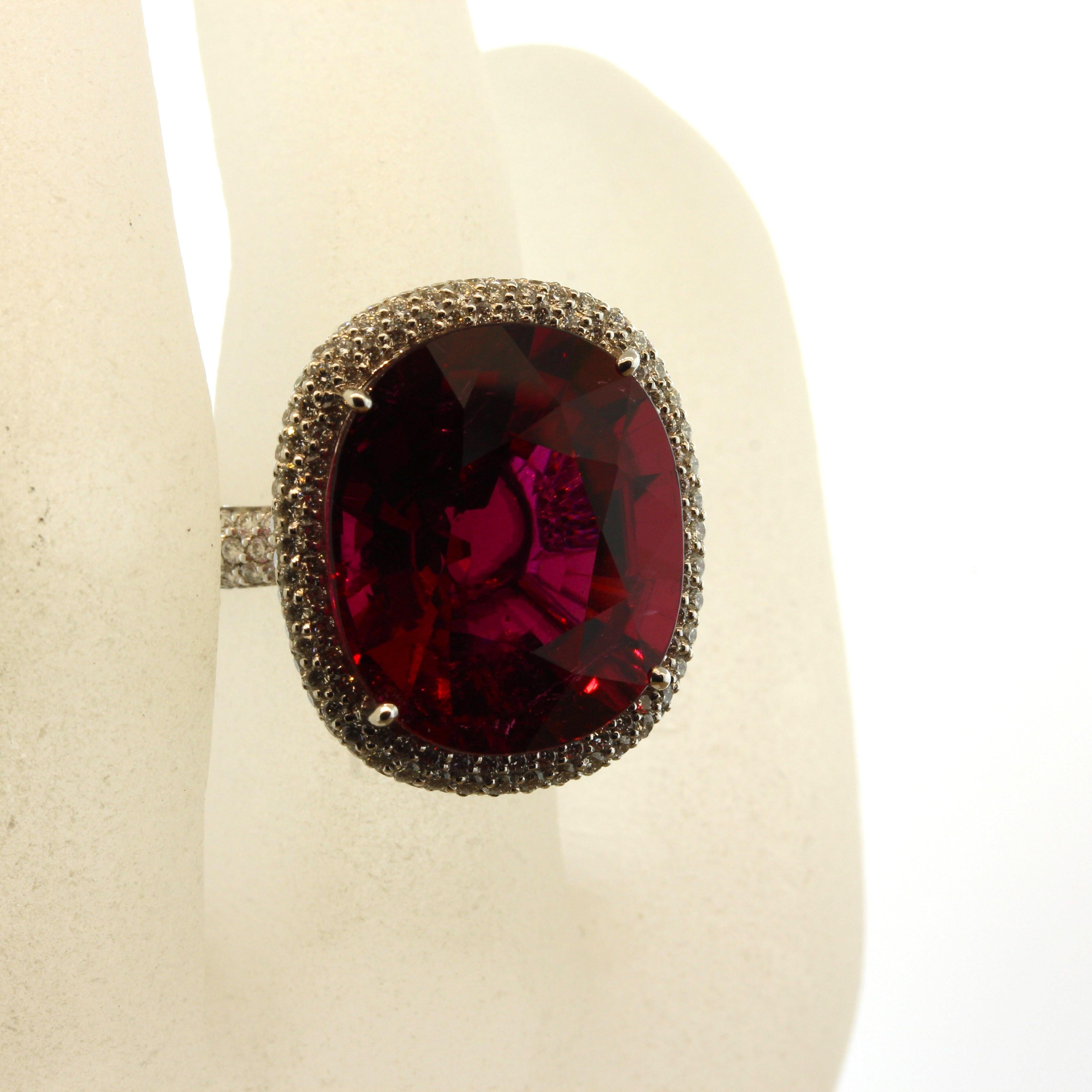 Magnificent Rubellite Tourmaline Diamond Gold Ring For Sale 1