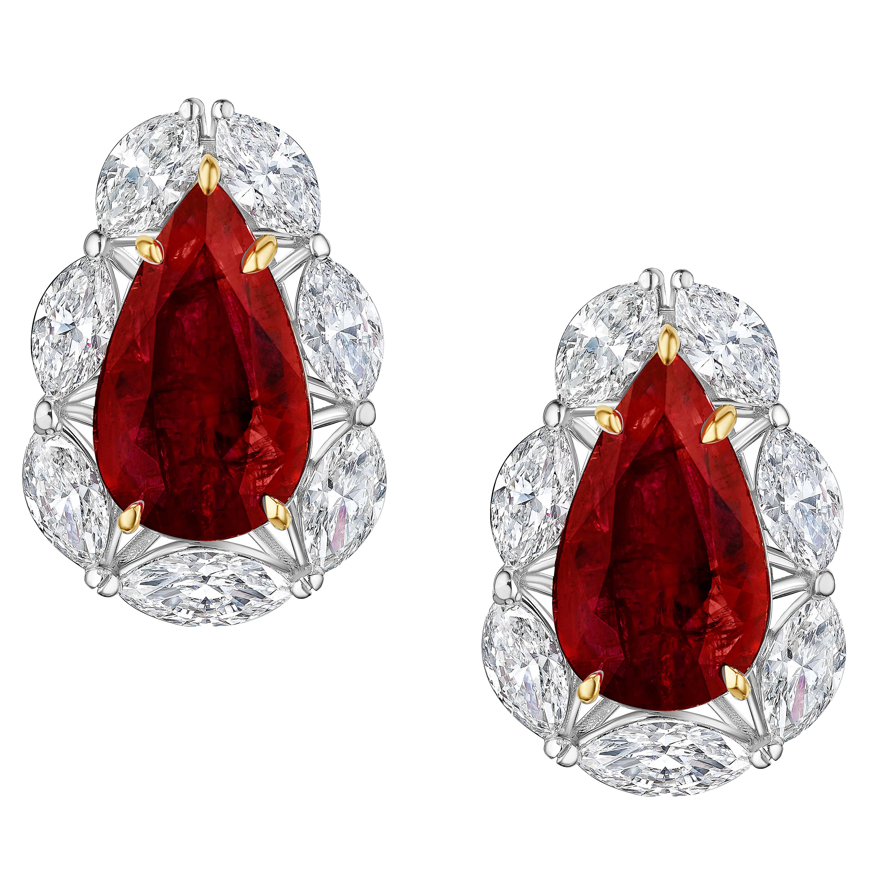 Magnificent Ruby and Diamond Earrings For Sale