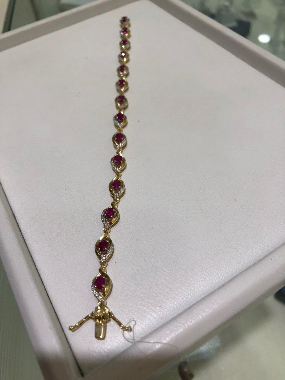 Magnificent Ruby Diamond Fine Jewelry Yellow Gold Tennis Bracelet For Sale 1