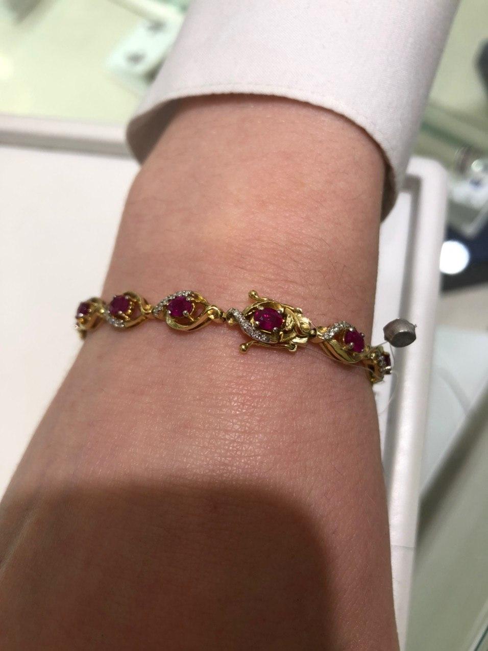 Magnificent Ruby Diamond Fine Jewelry Yellow Gold Tennis Bracelet For Sale 2