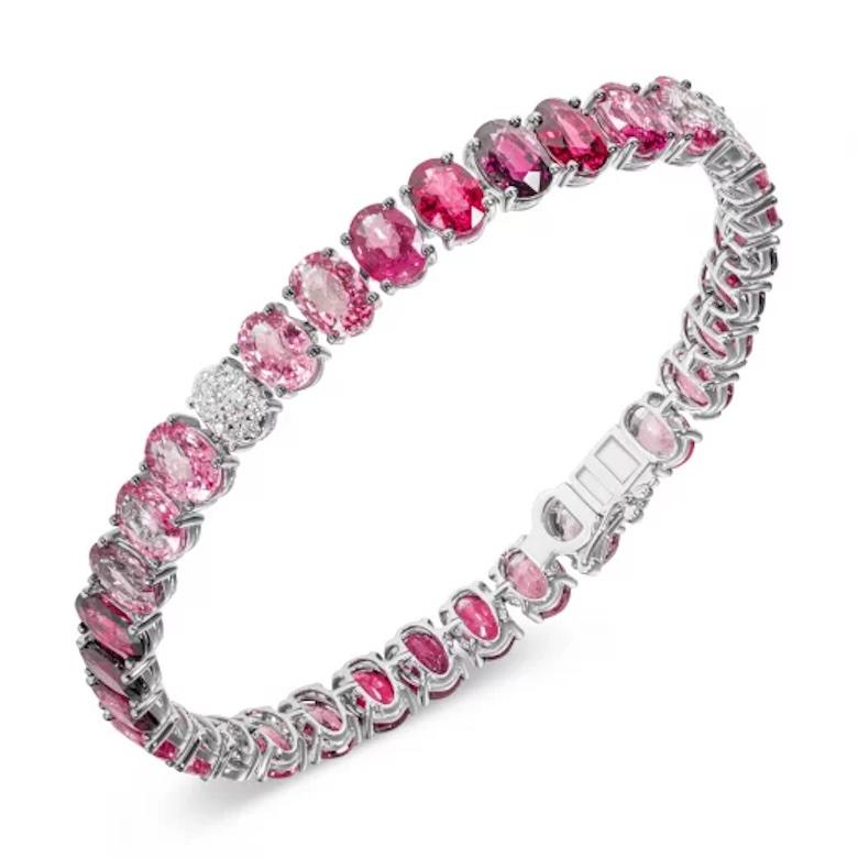 Women's Magnificent Ruby Pink Sapphires Diamond White Gold Tennis Bracelet for Her For Sale