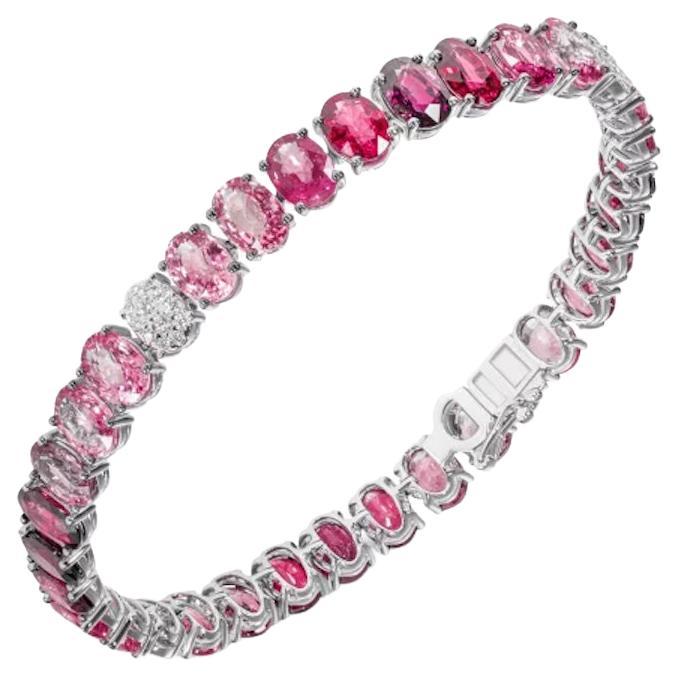 Magnificent Ruby Pink Sapphires Diamond White Gold Tennis Bracelet for Her
