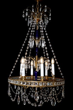 Magnifique lustre russe en bleu cobalt