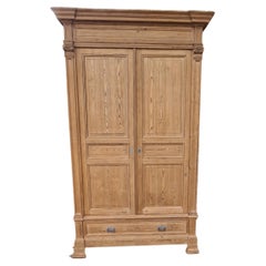 Magnificent Sandblasted Pine Armoire Late 19th Century