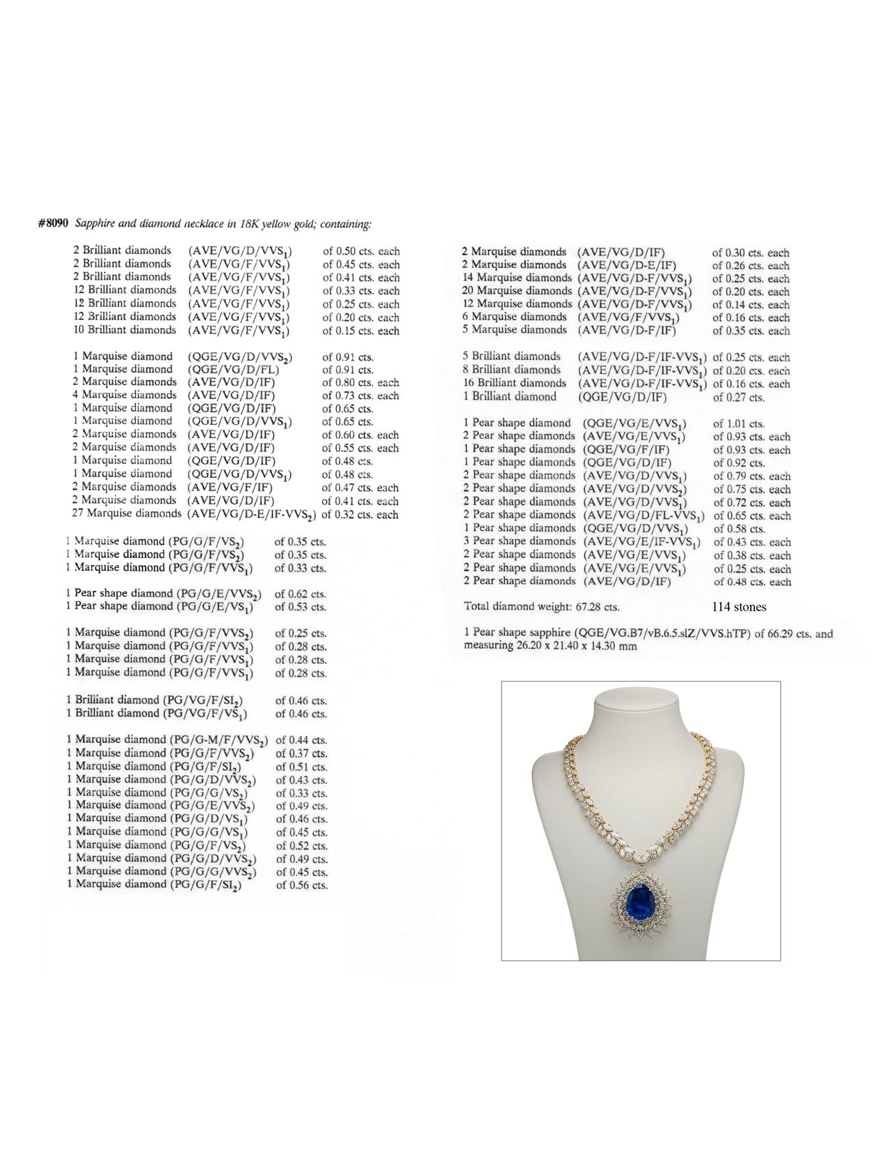 Magnificent Sapphire and Diamond Gold Pendant Brooch Statement Necklace For Sale 1