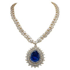 Magnifique saphir et diamant Broche pendentif en or Collier de déclaration