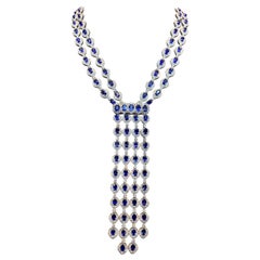 Sapphire and Diamond Tassel Necklace