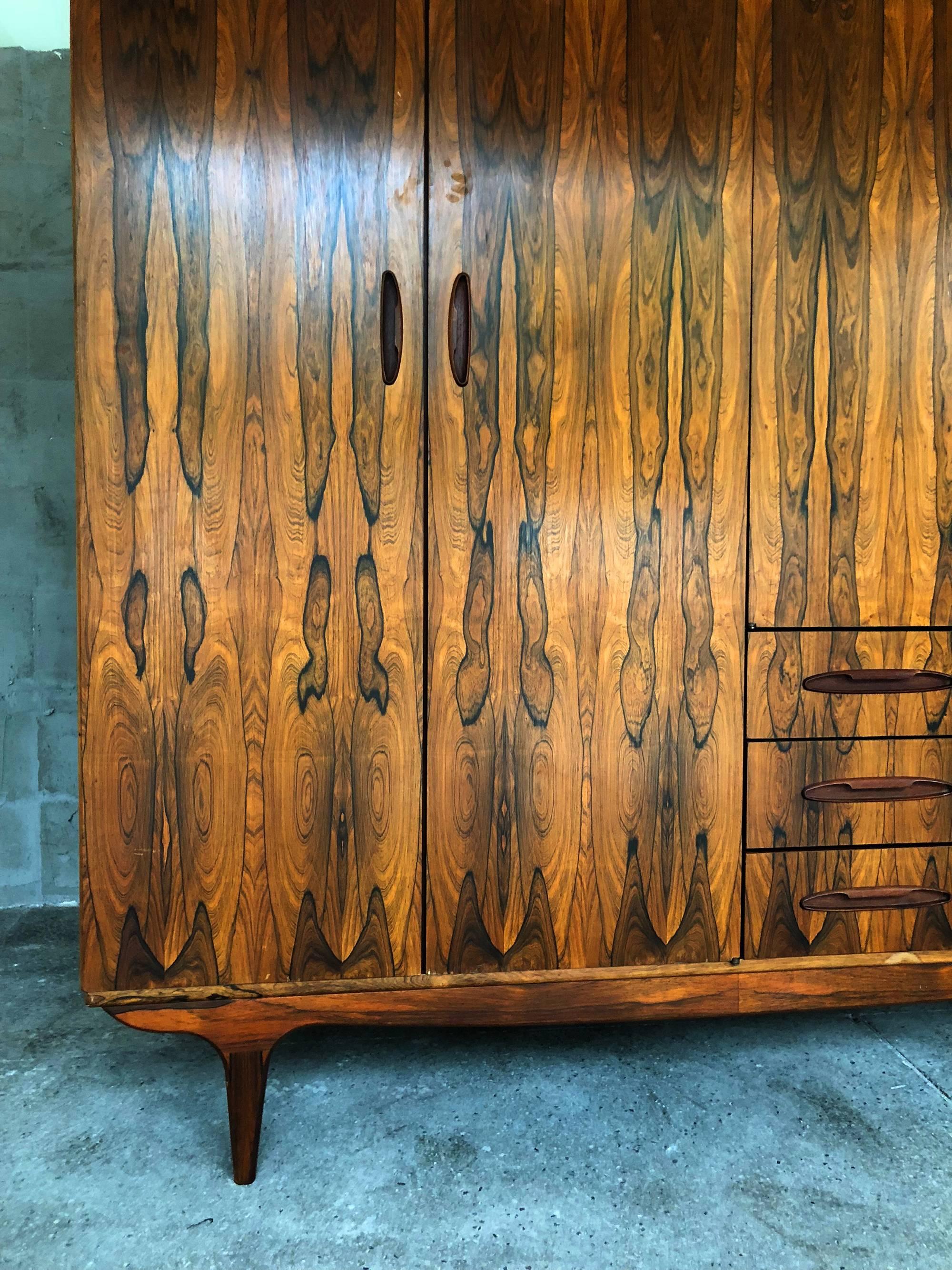 Magnificent Scandinavian Style Rio Palisander Midcentury Armoire For Sale 3