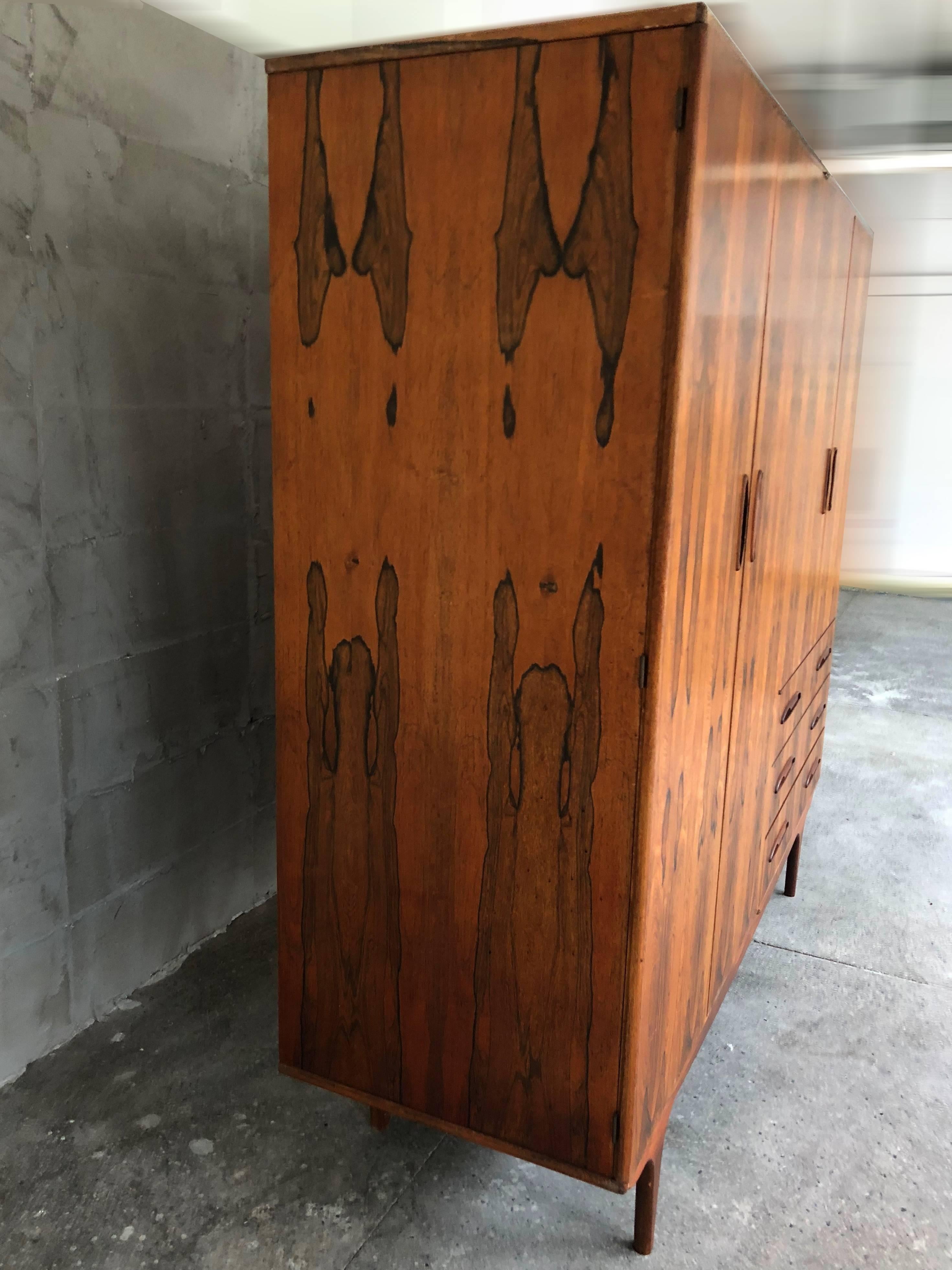 Magnificent Scandinavian Style Rio Palisander Midcentury Armoire For Sale 5