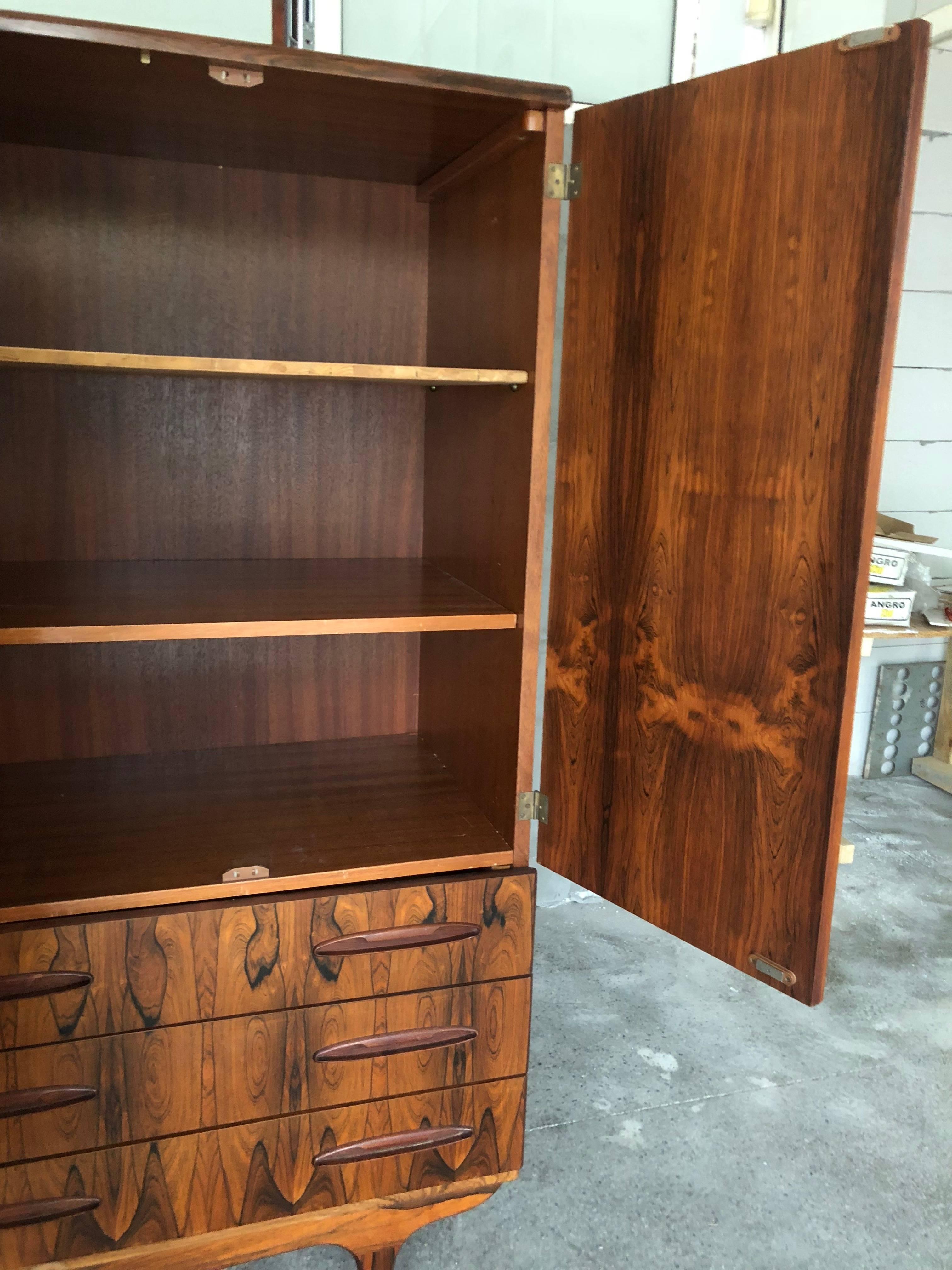 Magnificent Scandinavian Style Rio Palisander Midcentury Armoire For Sale 9