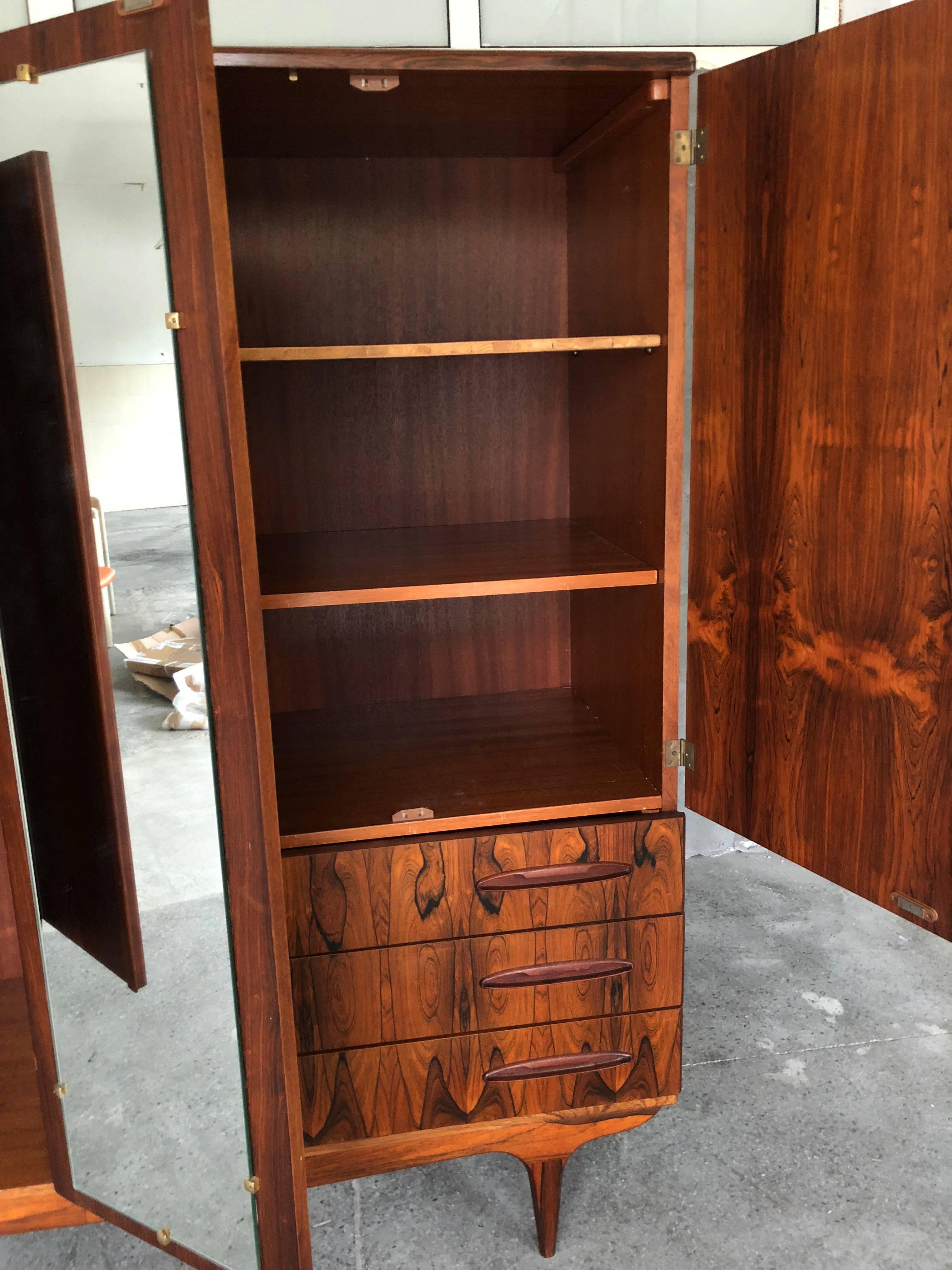 Magnificent Scandinavian Style Rio Palisander Midcentury Armoire For Sale 10