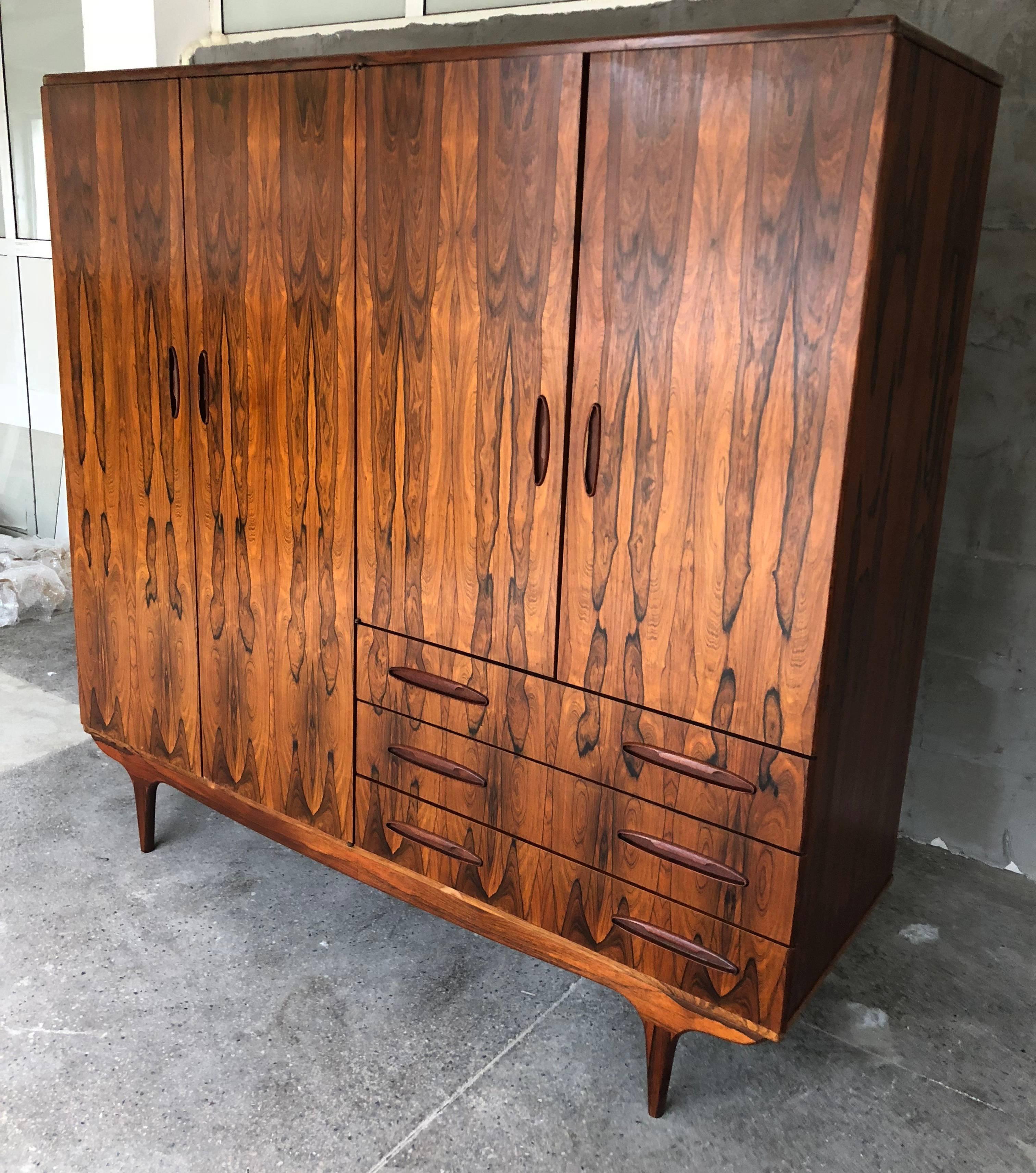 Mid-Century Modern Magnificent Scandinavian Style Rio Palisander Midcentury Armoire For Sale