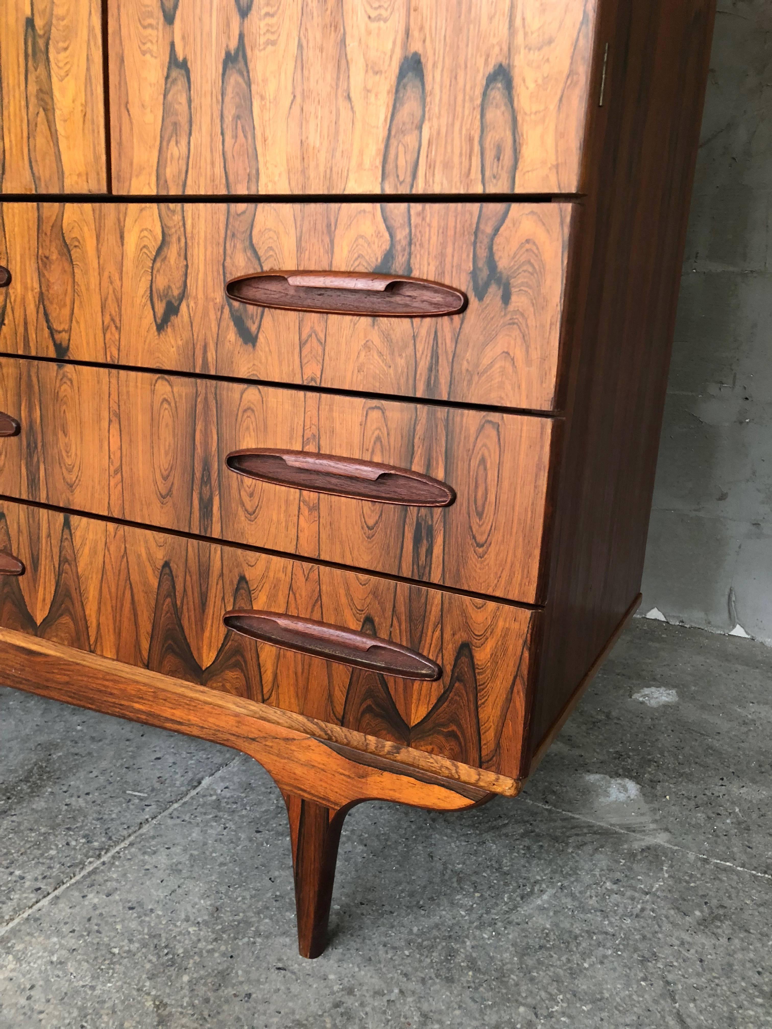 Magnificent Scandinavian Style Rio Palisander Midcentury Armoire In Good Condition For Sale In Sofia, BG