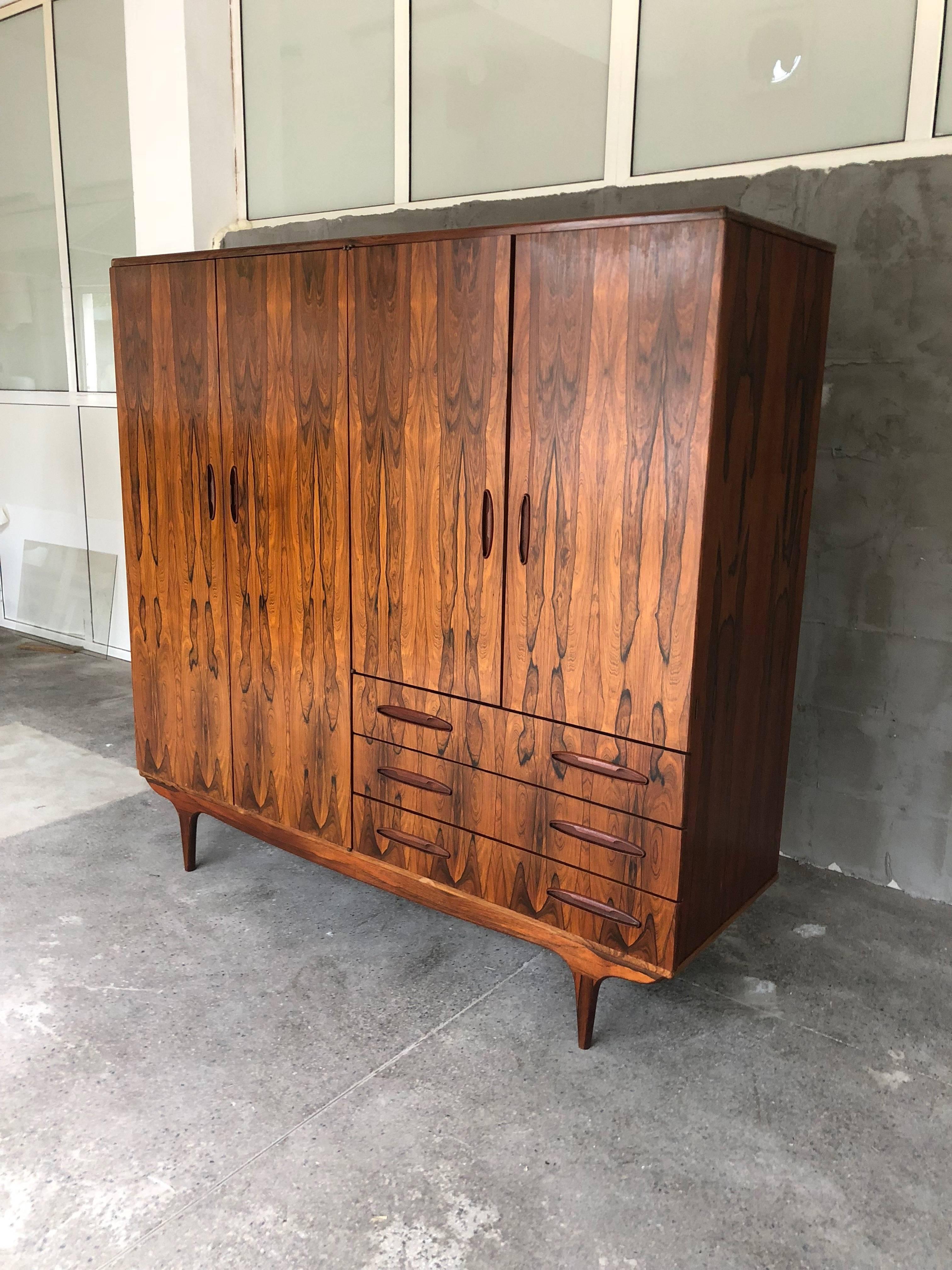 Mid-20th Century Magnificent Scandinavian Style Rio Palisander Midcentury Armoire For Sale