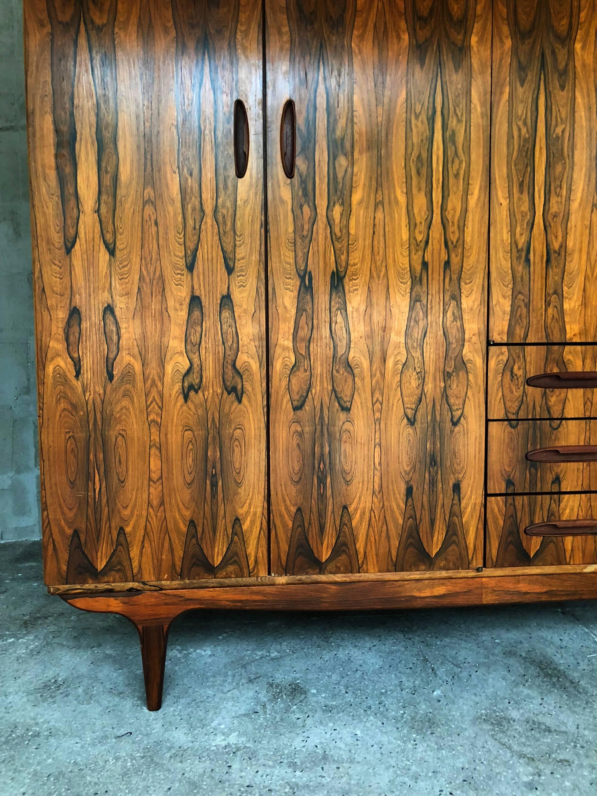 Magnificent Scandinavian Style Rio Palisander Midcentury Armoire For Sale 2