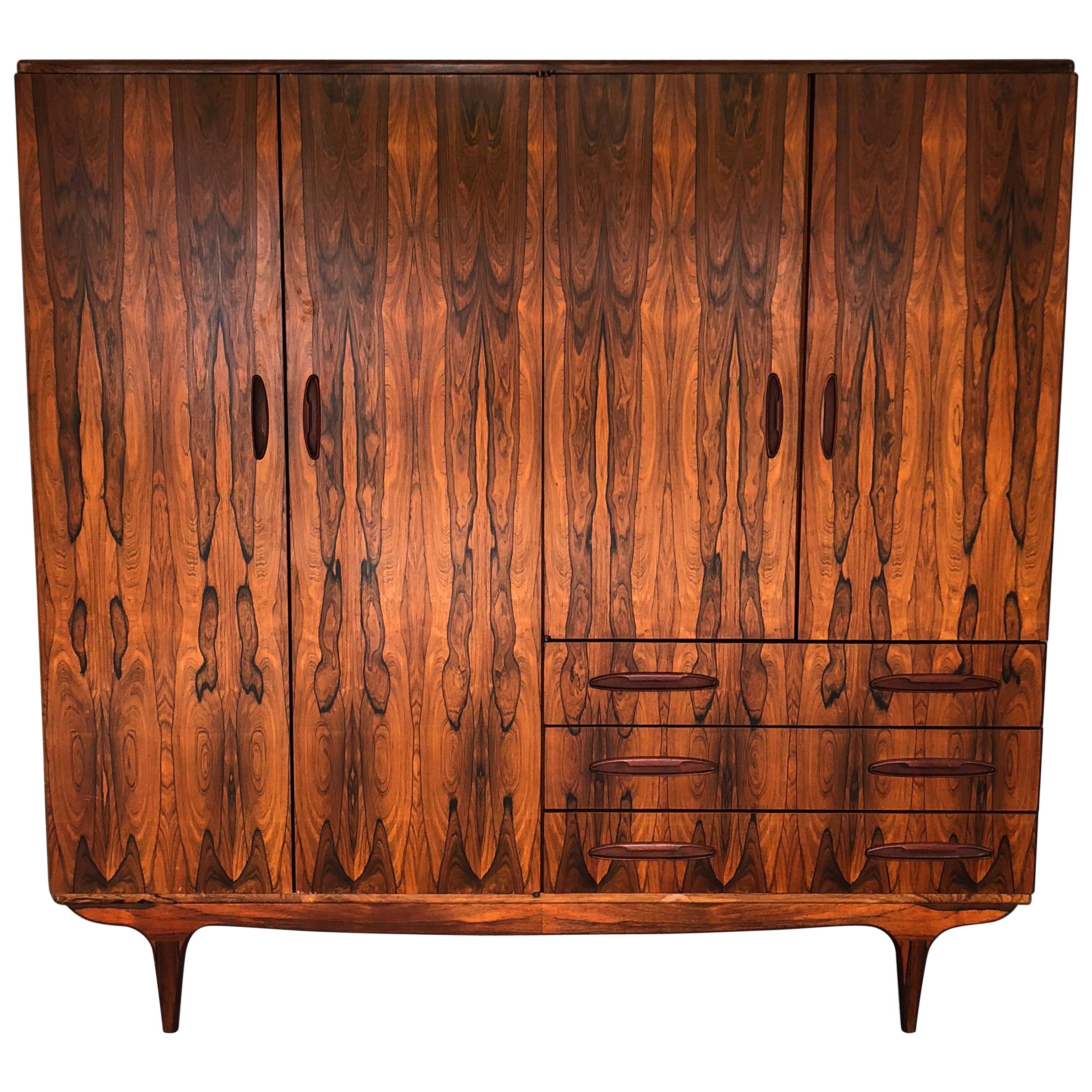 Magnificent Scandinavian Style Rio Palisander Midcentury Armoire For Sale