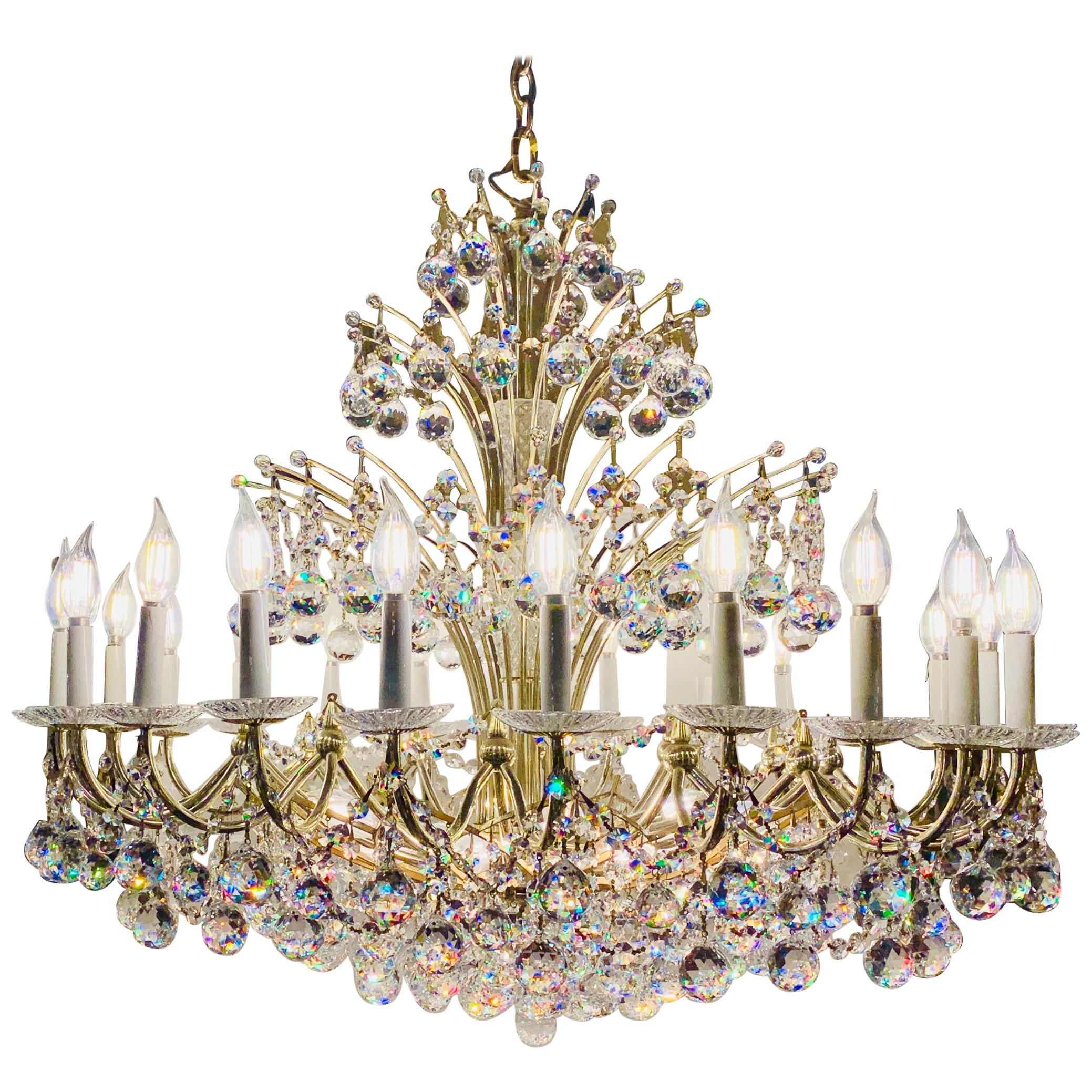 Magnificent Schonbek Contessa 36 Light Crystal Chandelier #4824 Gold Finish