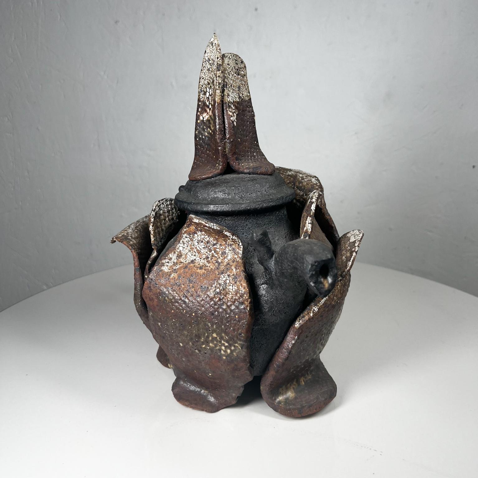 Mid-Century Modern Magnificent Sculptural Tea Pot Vintage Art Pottery For Sale