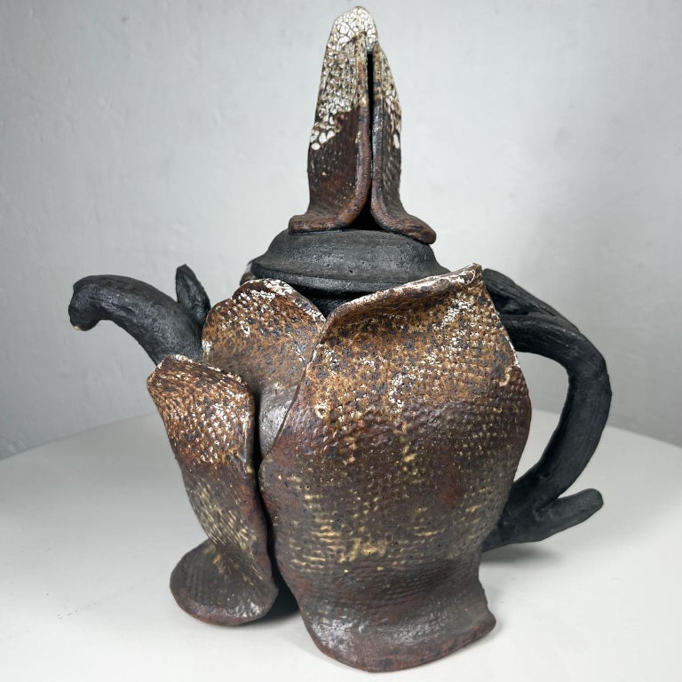 Magnificent Sculptural Tea Pot Vintage Art Pottery For Sale at 1stDibs