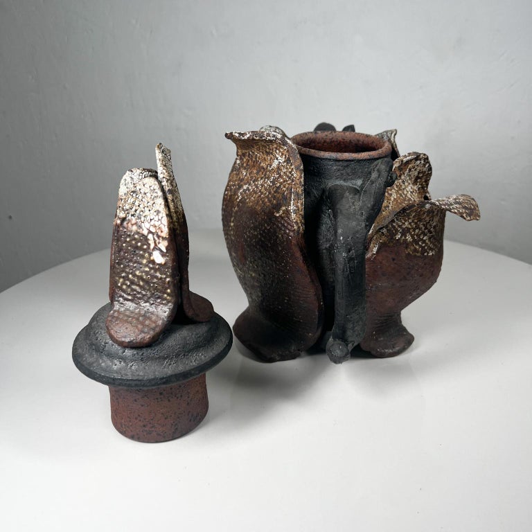 Magnificent Sculptural Tea Pot Vintage Art Pottery For Sale at 1stDibs