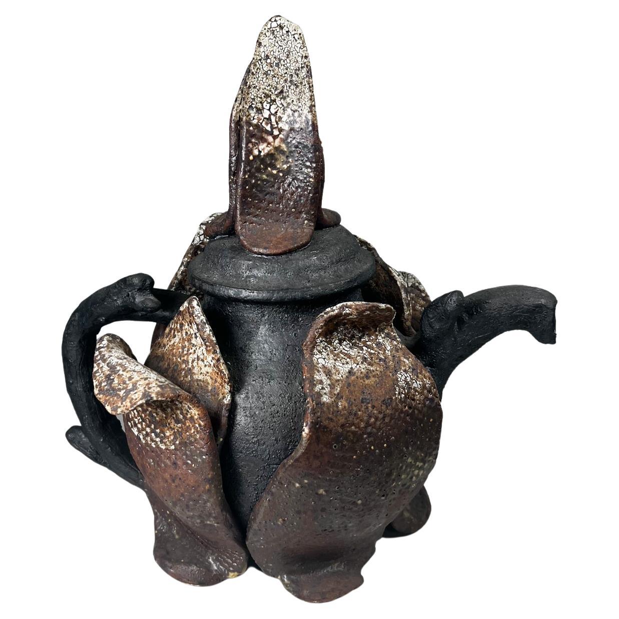 Magnificent Sculptural Tea Pot Vintage Art Pottery For Sale