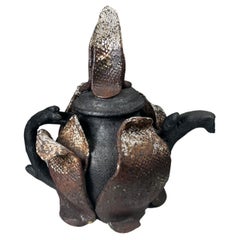 Magnificent Sculptural Tea Pot Retro Art Pottery