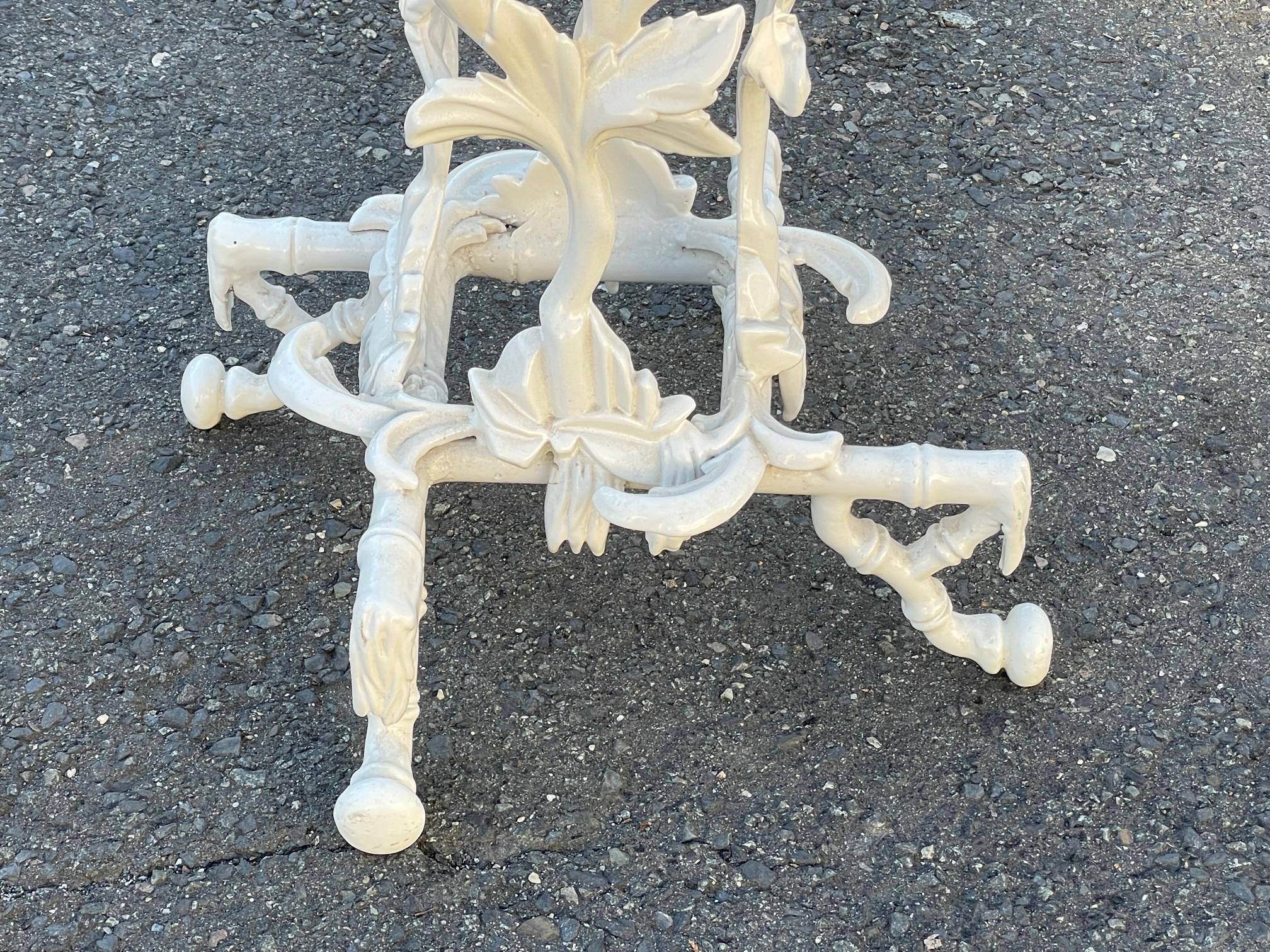Magnificent Sculptural White Enamel Cast Iron Plant Stand with Birds and Foliage In Good Condition In Hopewell, NJ
