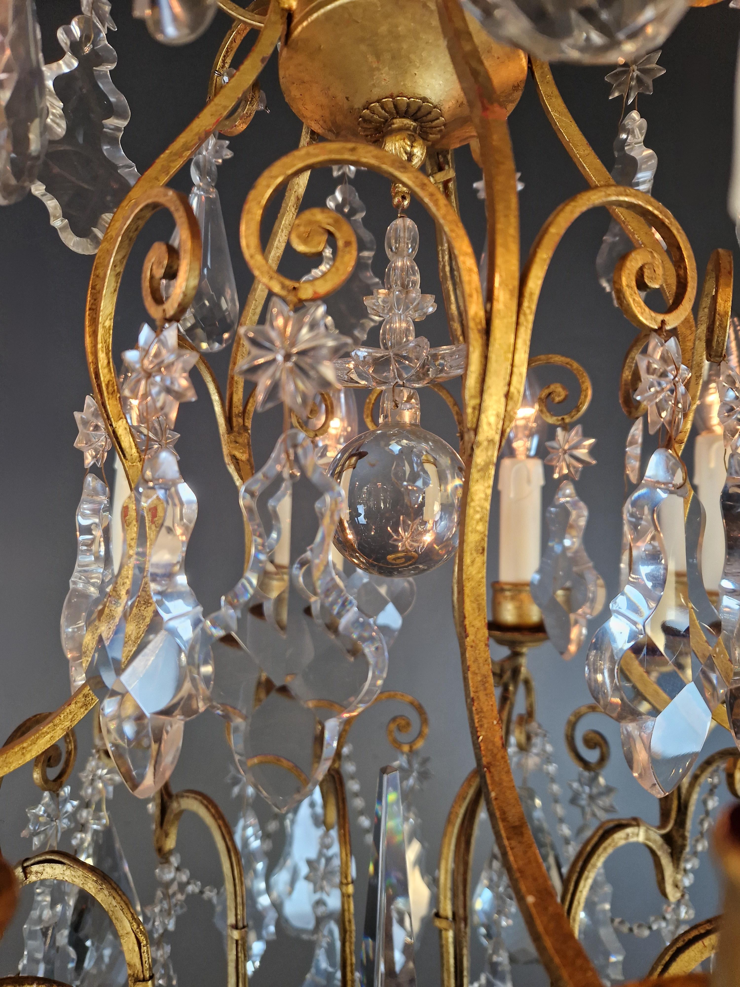 Magnífica Araña Segundo Imperio Cristal Oro Antiguo Napoleón III en venta 4