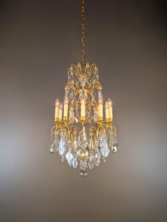 Prächtiger Kronleuchter aus Kristall und Gold aus dem Zweiten Kaiserreich, antik, Napoleon III.