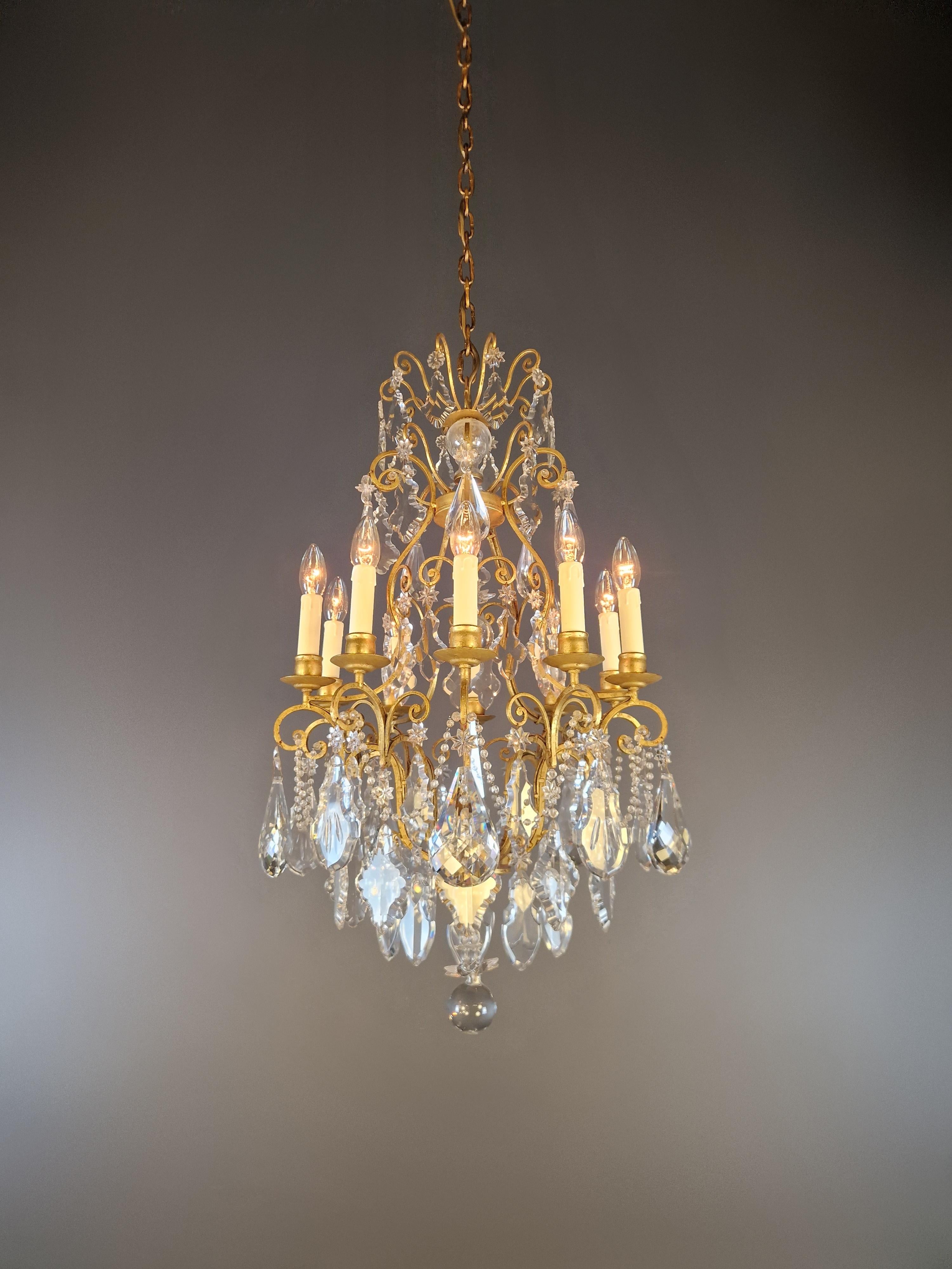 Magnífica Araña Segundo Imperio Cristal Oro Antiguo Napoleón III Francés en venta