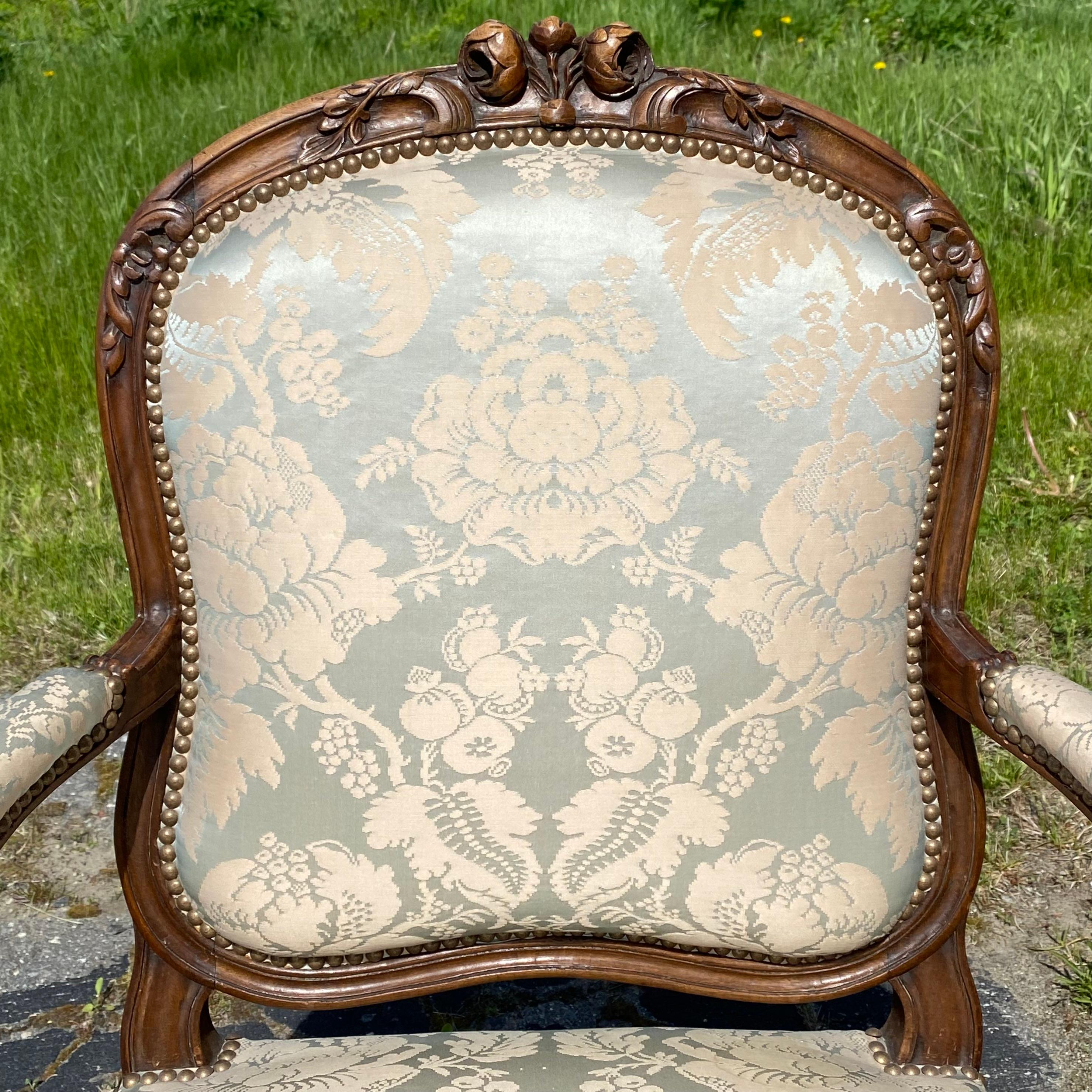 French Magnificent Set Four 19th Century Highly Carved Armchairs from South of France For Sale