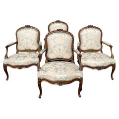 Magnificent Set Four 19th Century Highly Carved Armchairs from South of France