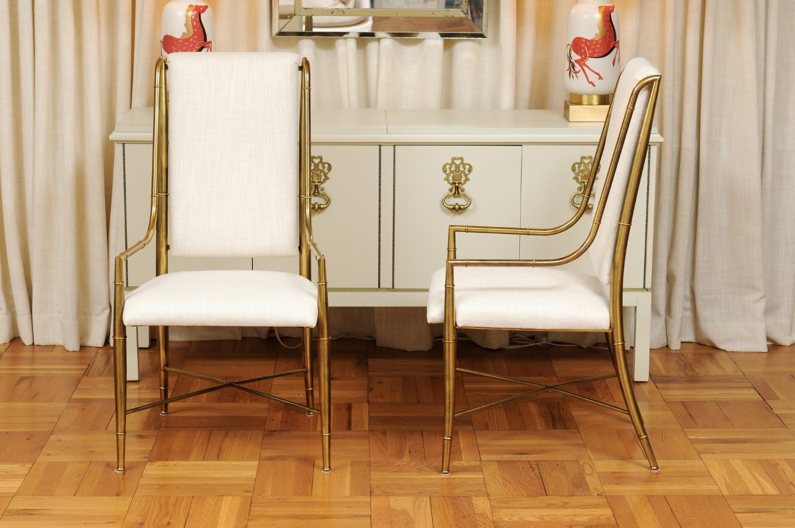 Magnificent Set of 12 Dining Brass Chairs by Weiman/Warren Lloyd for Mastercraft For Sale 4