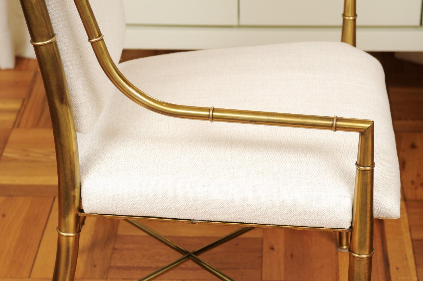 Mid-Century Modern Magnifique ensemble de 12 chaises de salle à manger en laiton de Weiman/Warren Lloyd pour Mastercraft en vente