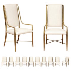 Vintage Magnificent Set of 12 Dining Brass Chairs by Weiman/Warren Lloyd for Mastercraft